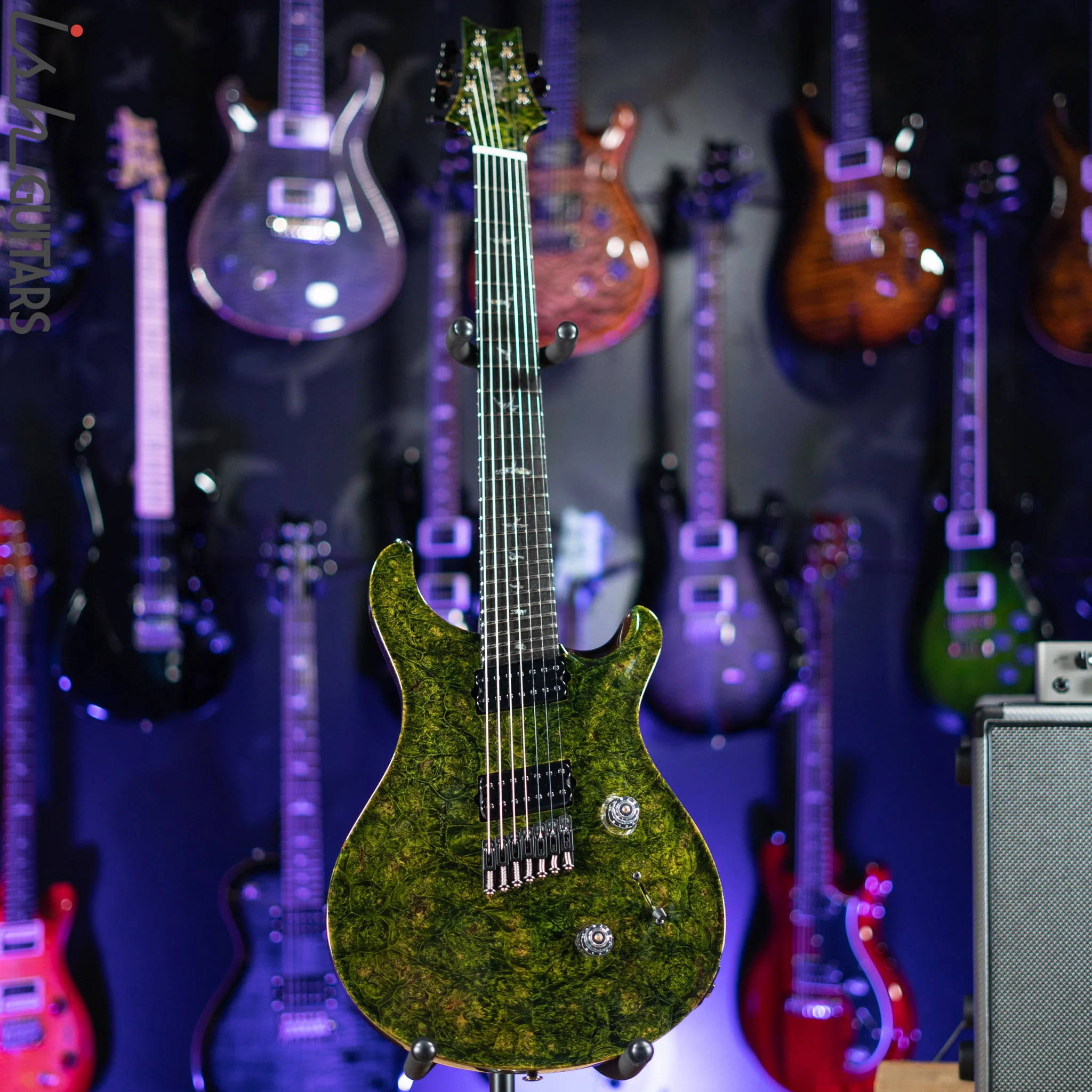 PRS Private Stock Custom 24 Multi-scale 7-String Burl Maple Rainforest Green Gloss - Image 2