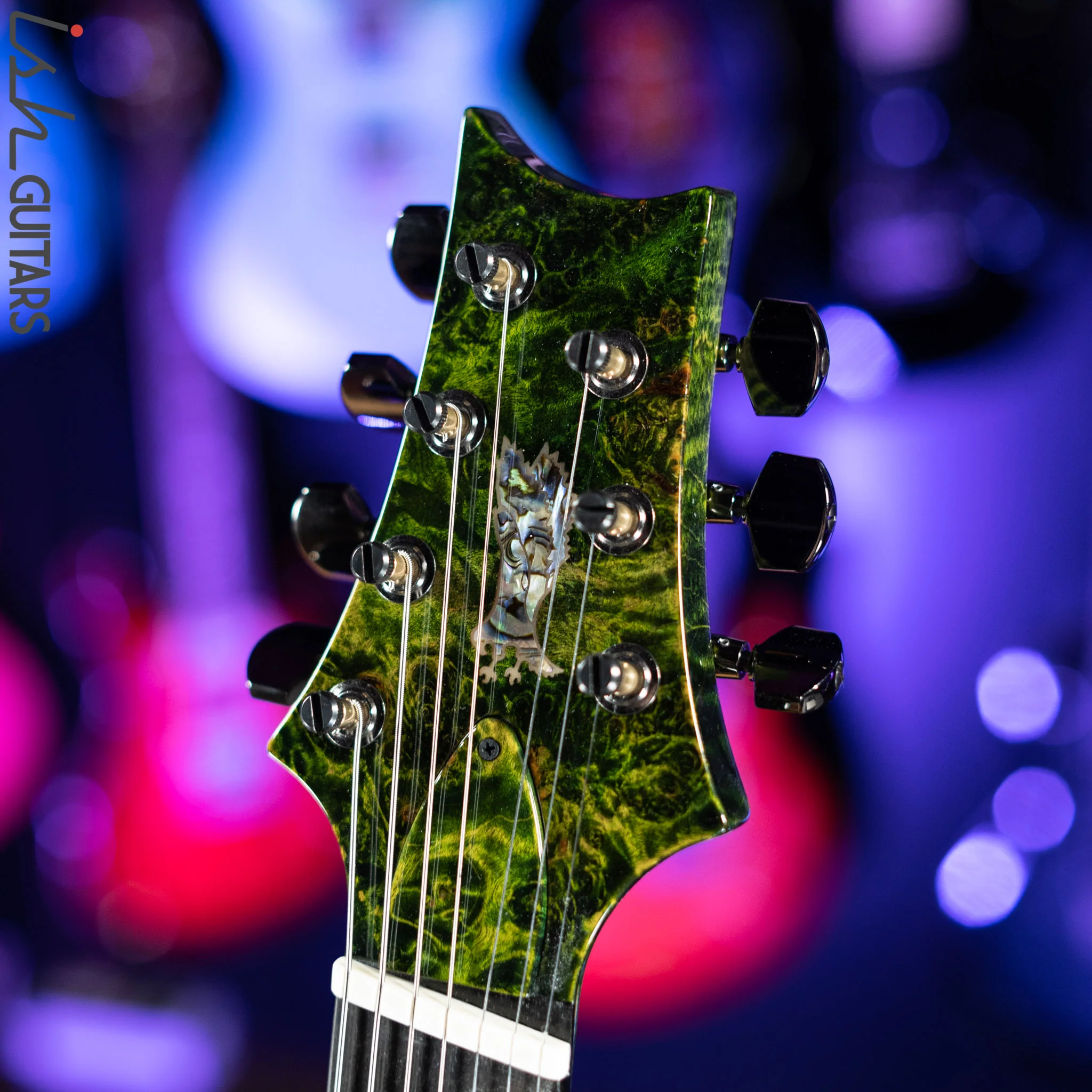 PRS Private Stock Custom 24 Multi-scale 7-String Burl Maple Rainforest Green Gloss - Image 6