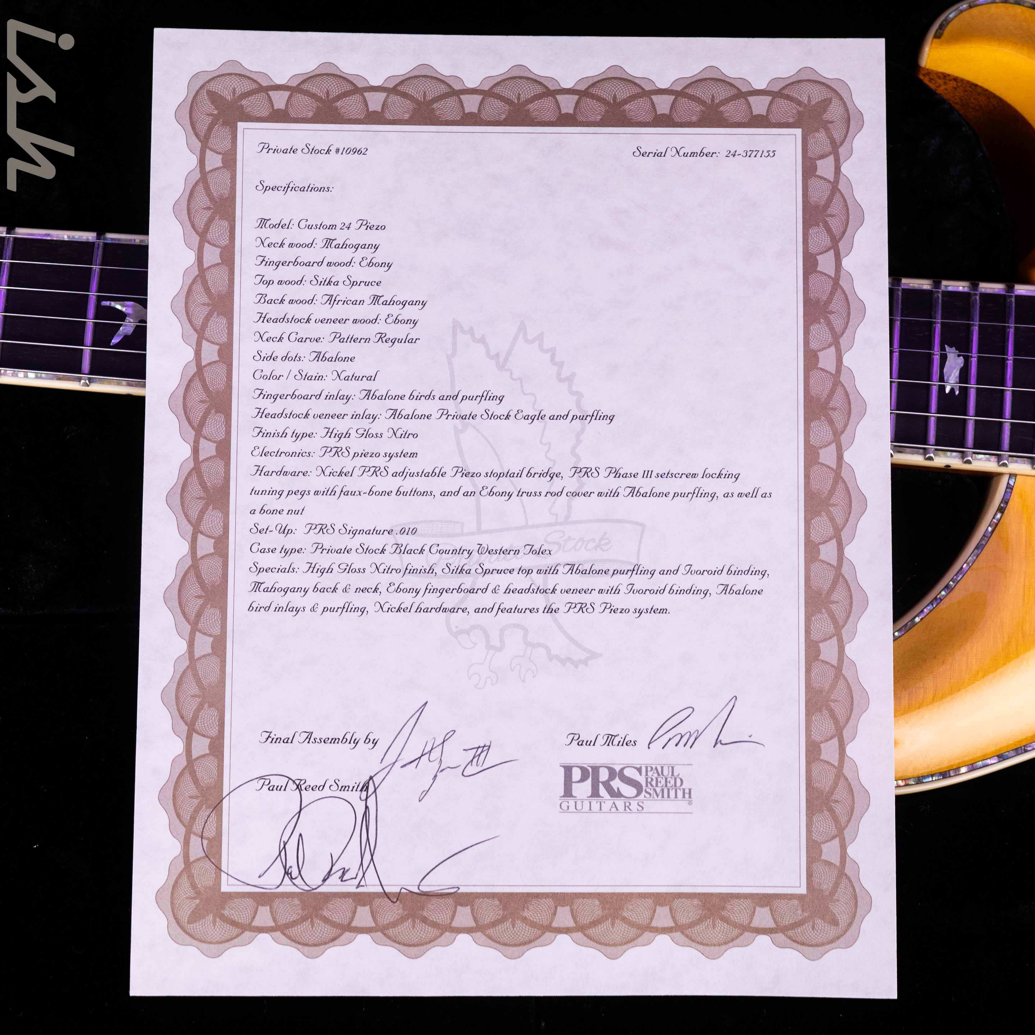 PRS Private Stock Custom 24 Piezo 'Sculpture' Sitka Spruce - Image 13