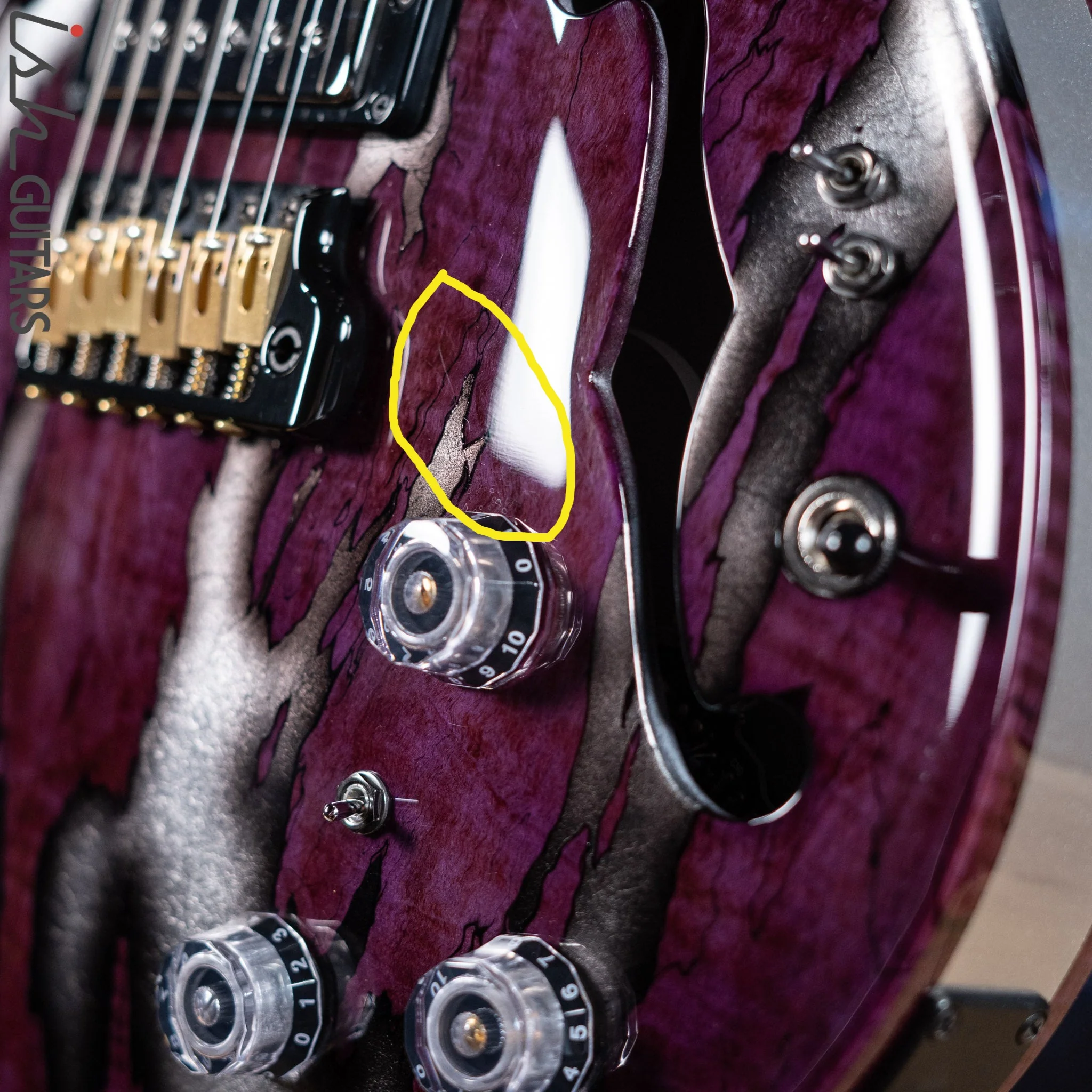 PRS Private Stock Hollowbody II Tremolo Piezo Spalted Maple Purple - Image 10