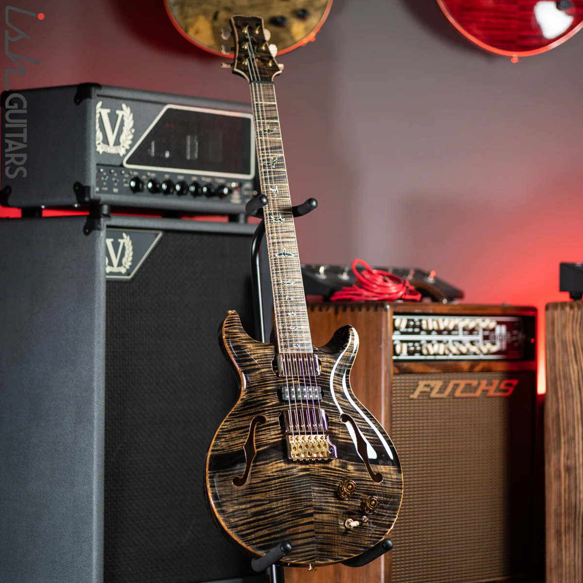 PRS Private Stock Santana Semi-Hollow Roasted Curly Maple Charcoal - Image 2