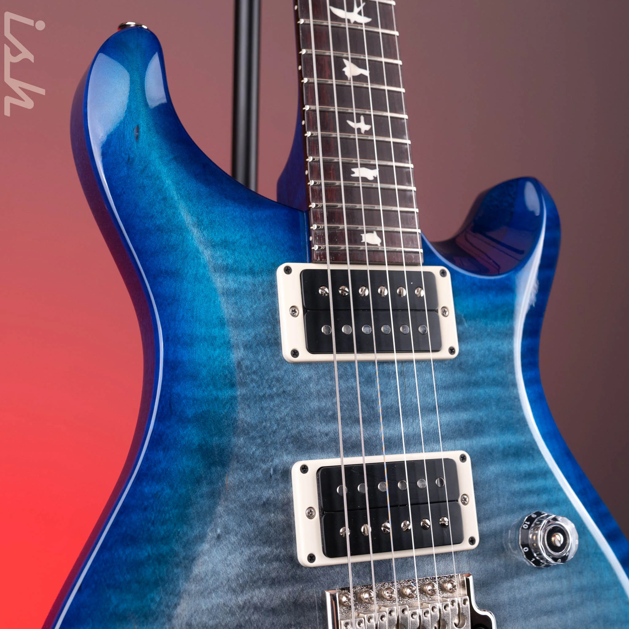 PRS S2 Custom 24 Electric Guitar Faded Gray Black Blue Burst - Image 4