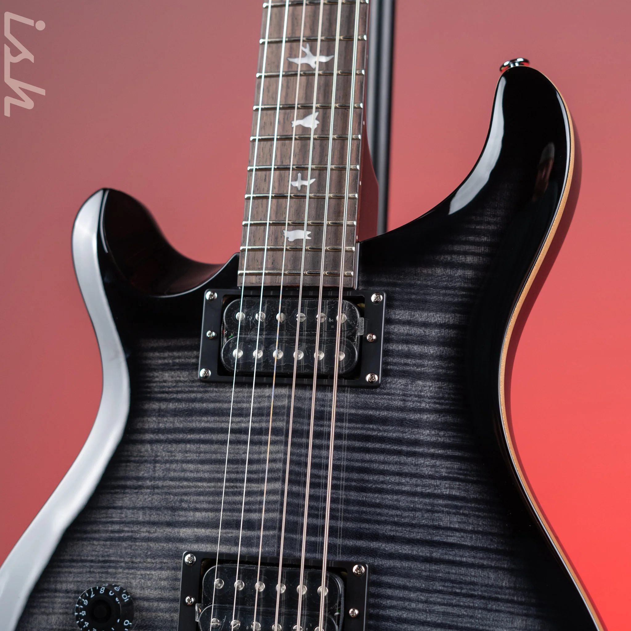 PRS SE 277 Baritone Left Handed Electric Guitar Charcoal Burst - Image 3