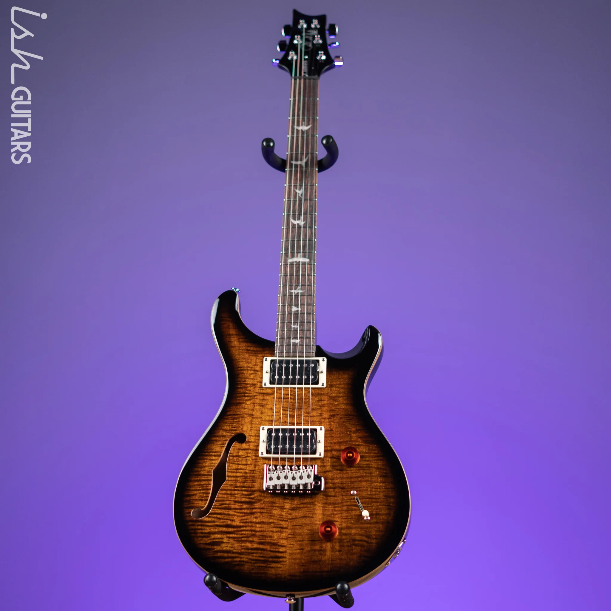 PRS SE Custom 22 Semi-Hollow Black Gold Sunburst - Image 2