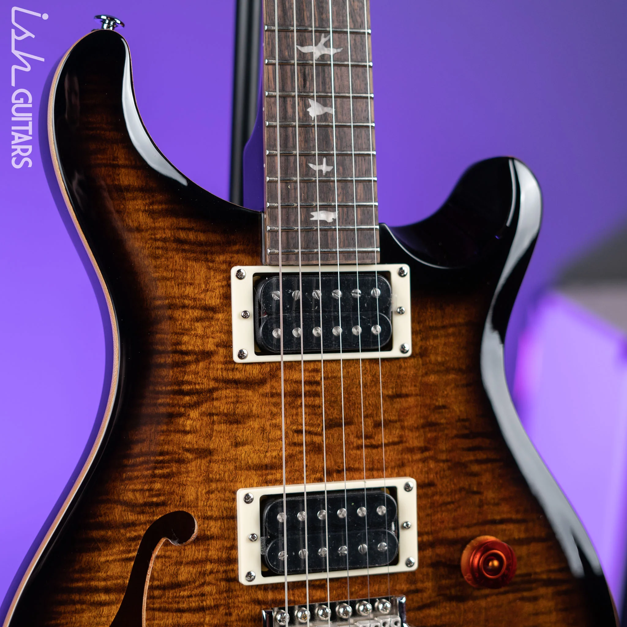PRS SE Custom 22 Semi-Hollow Black Gold Sunburst - Image 3