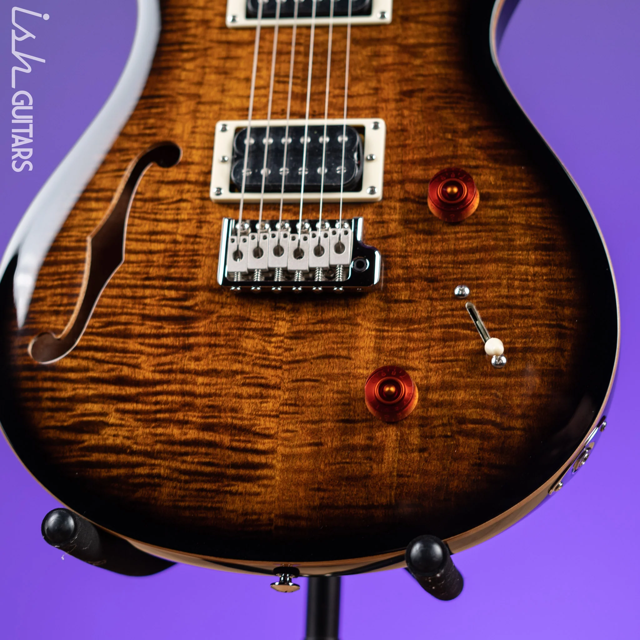 PRS SE Custom 22 Semi-Hollow Black Gold Sunburst - Image 4