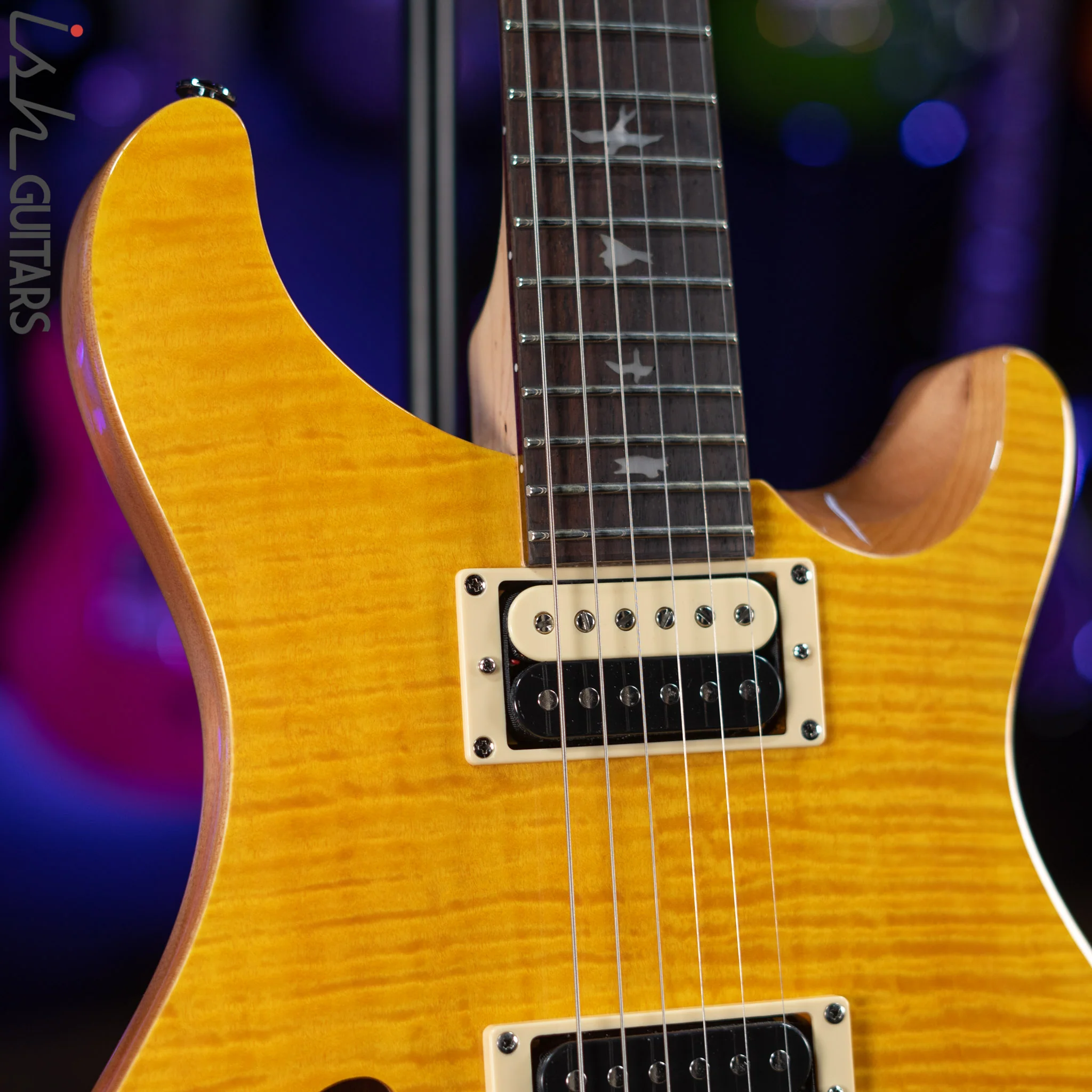 PRS SE Custom 22 Semi-Hollow Electric Guitar Santana Yellow - Image 3