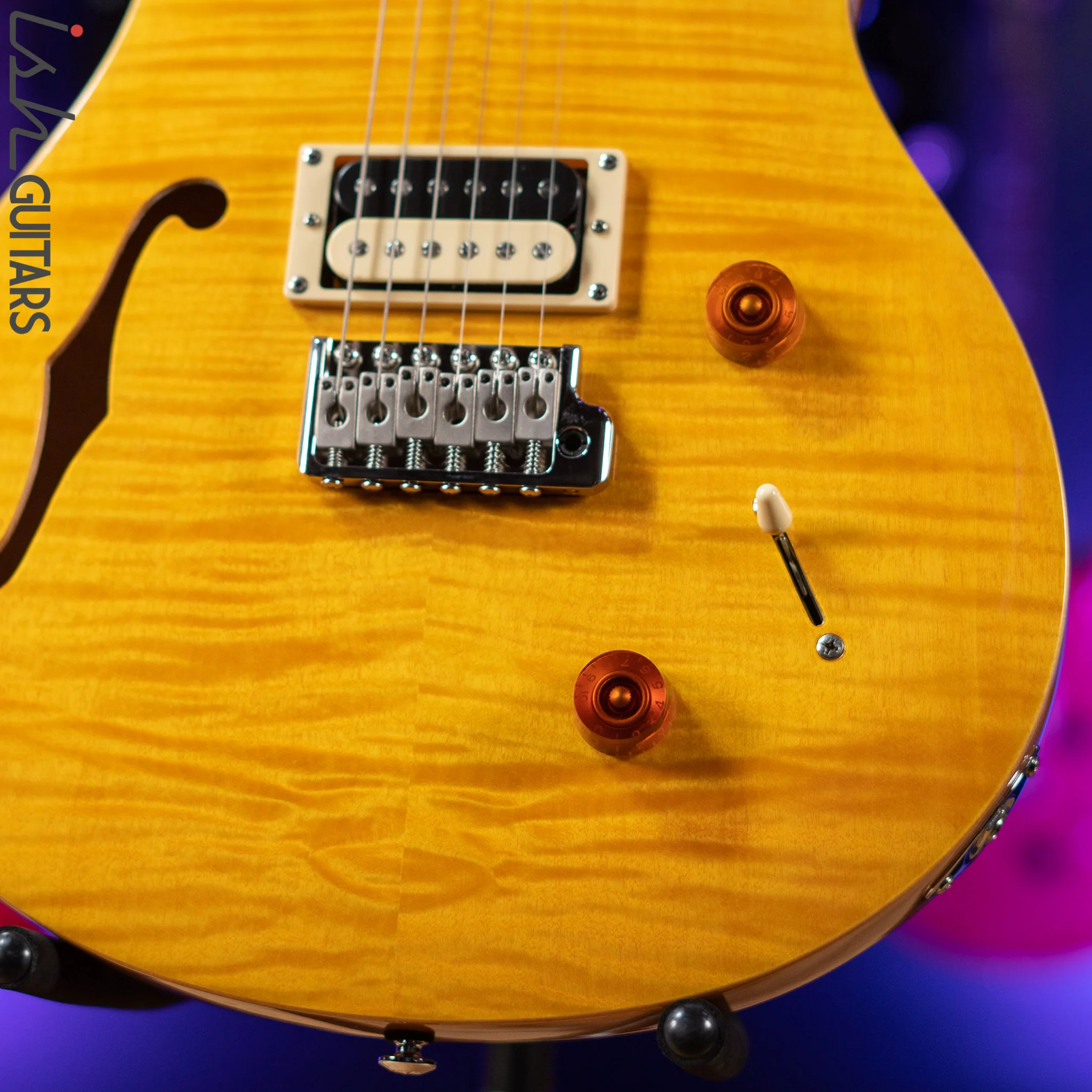 PRS SE Custom 22 Semi-Hollow Electric Guitar Santana Yellow - Image 4