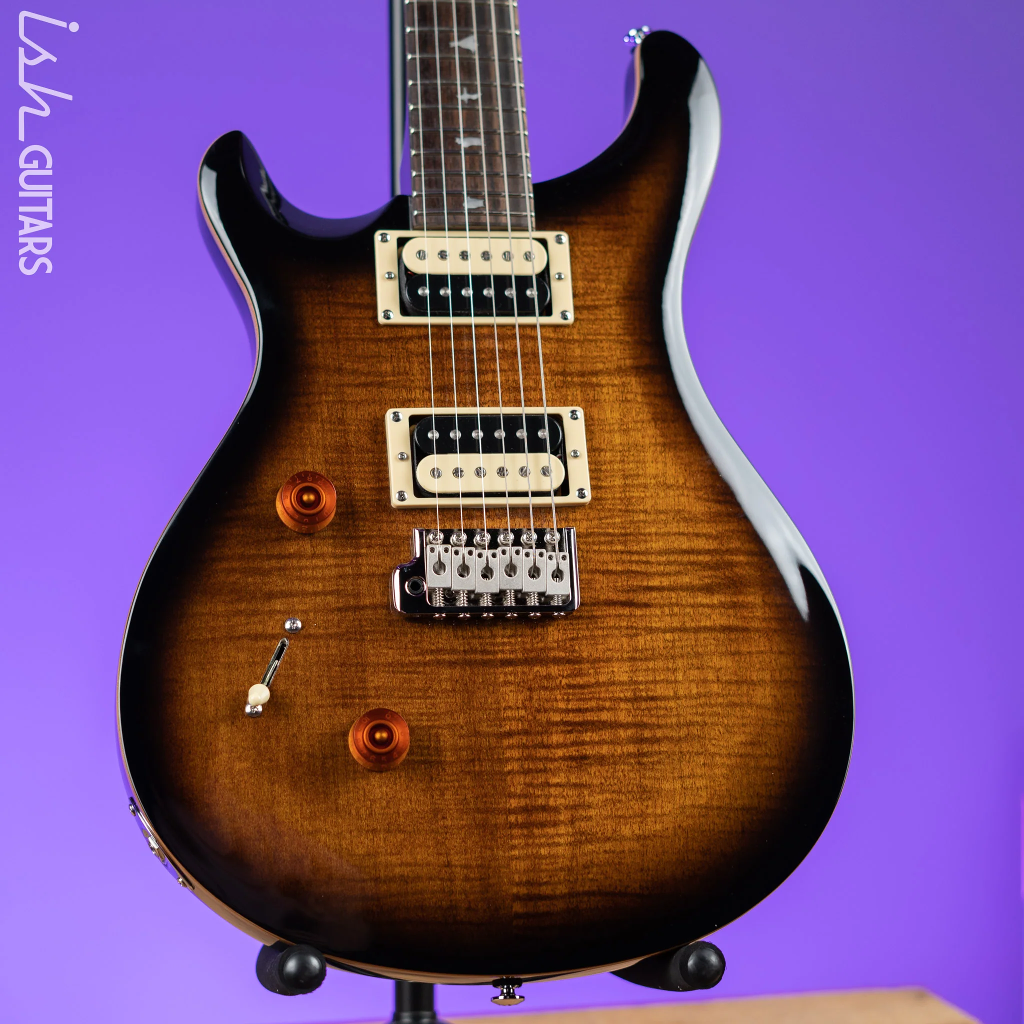 PRS SE Custom 24 Lefty Electric Guitar Black Gold Burst