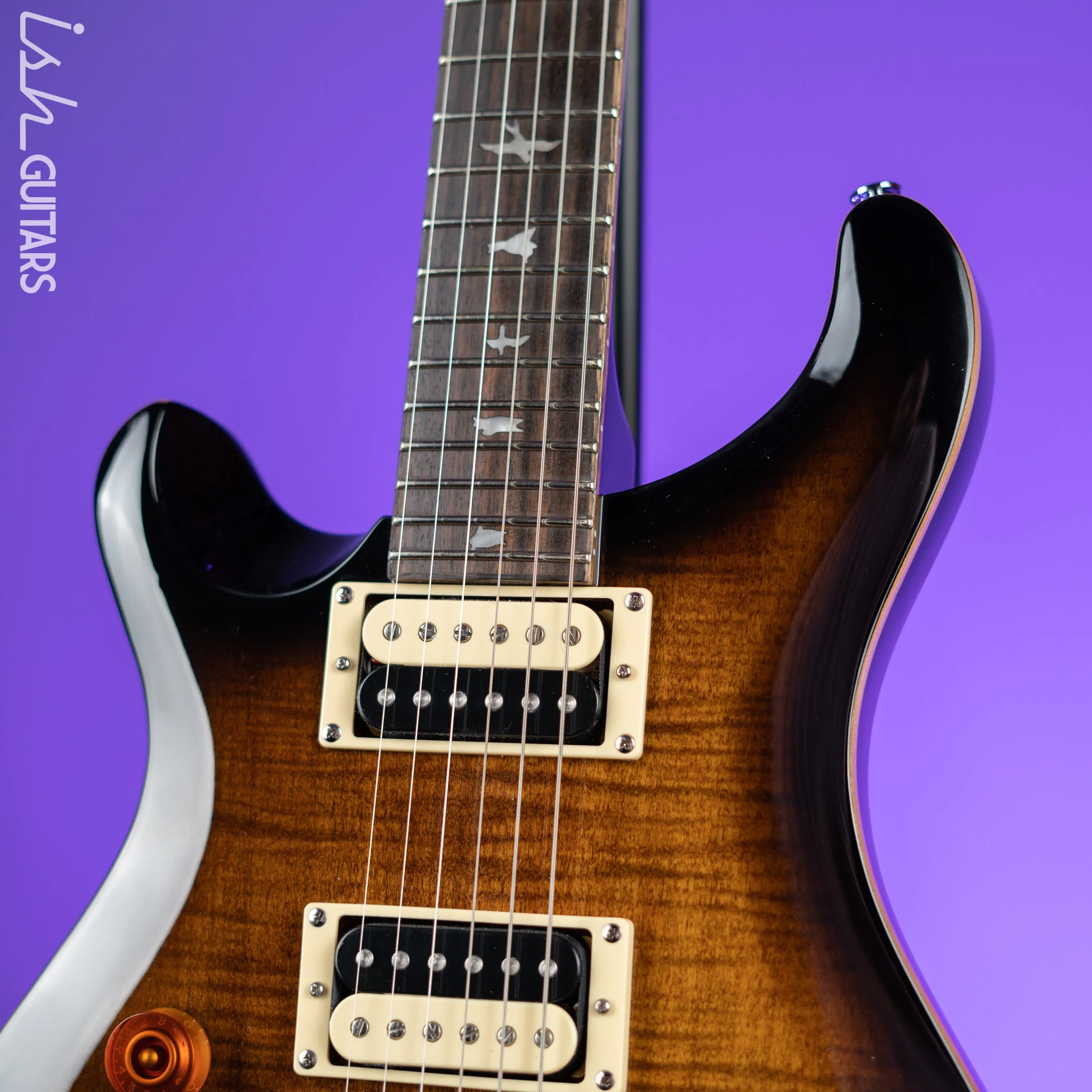 PRS SE Custom 24 Lefty Electric Guitar Black Gold Burst - Image 3