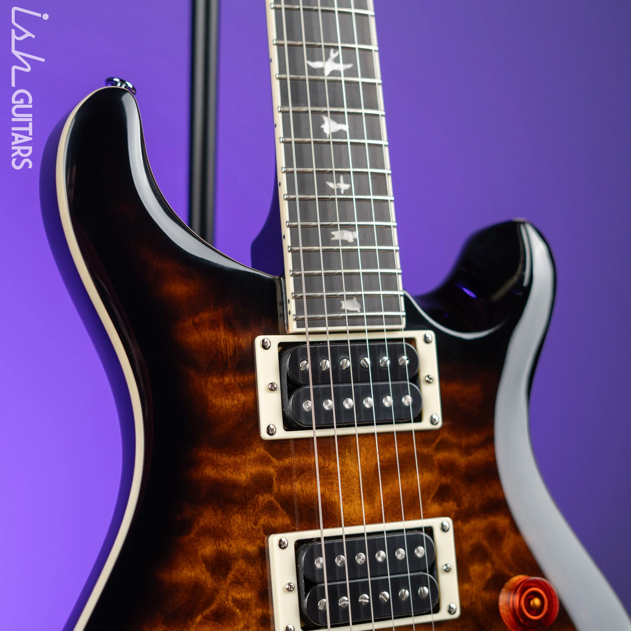PRS SE Custom 24 Quilt Black Gold Sunburst Electric Guitar - Image 3