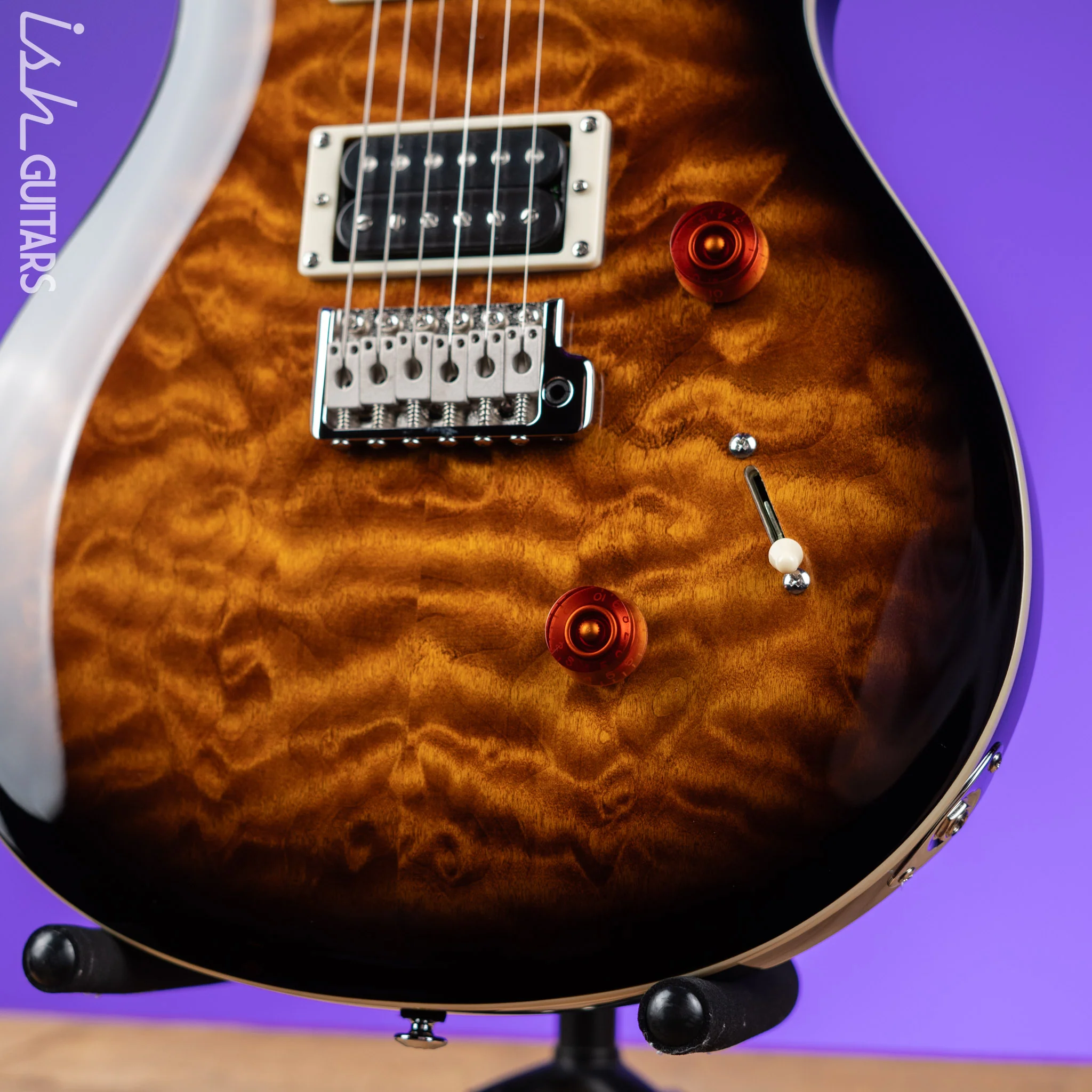 PRS SE Custom 24 Quilt Black Gold Sunburst Electric Guitar - Image 4
