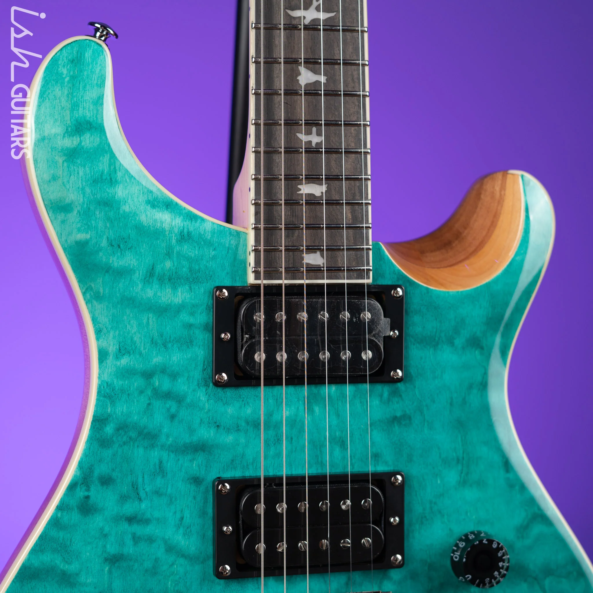 PRS SE Custom 24 Quilt Turquoise Electric Guitar - Image 3