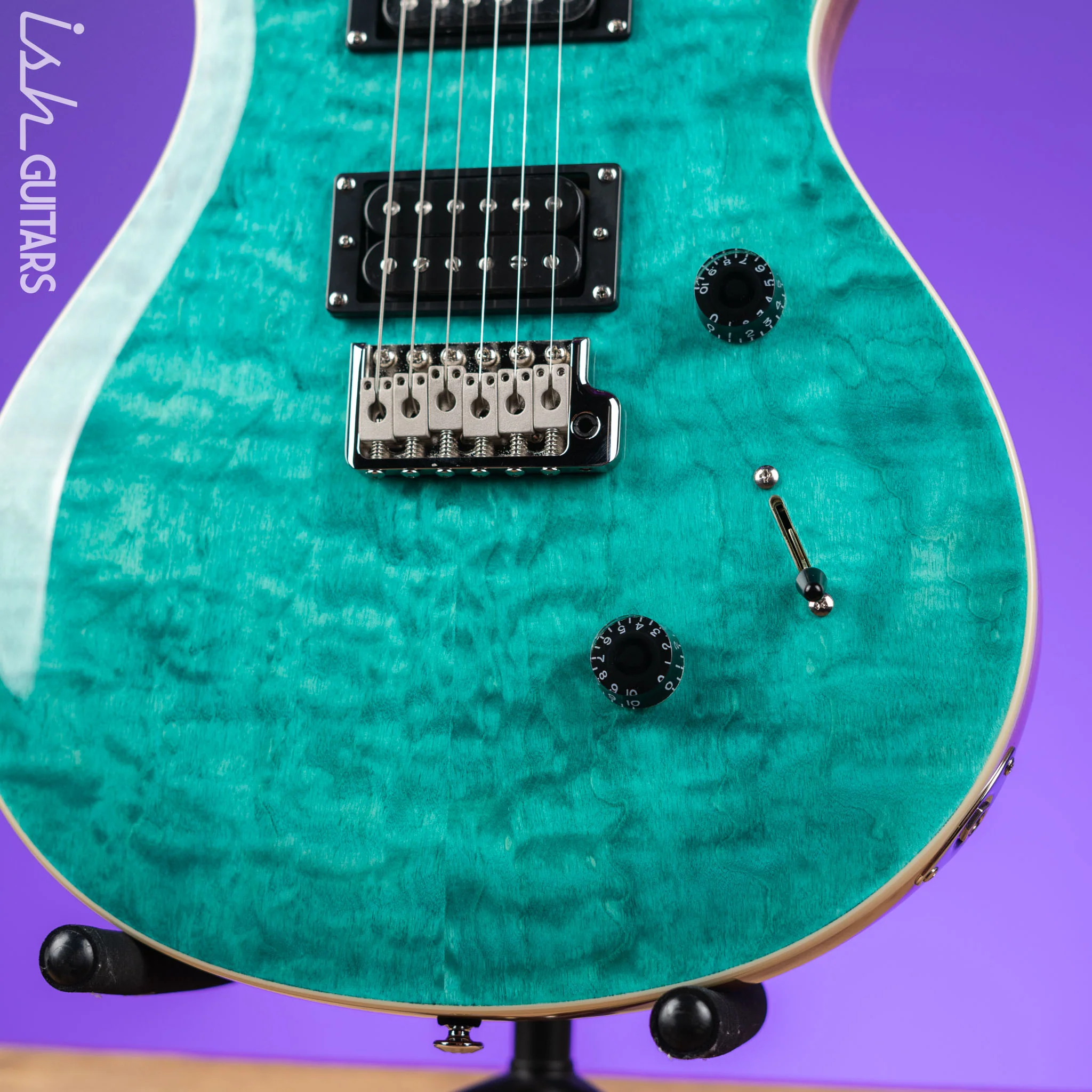 PRS SE Custom 24 Quilt Turquoise Electric Guitar - Image 4