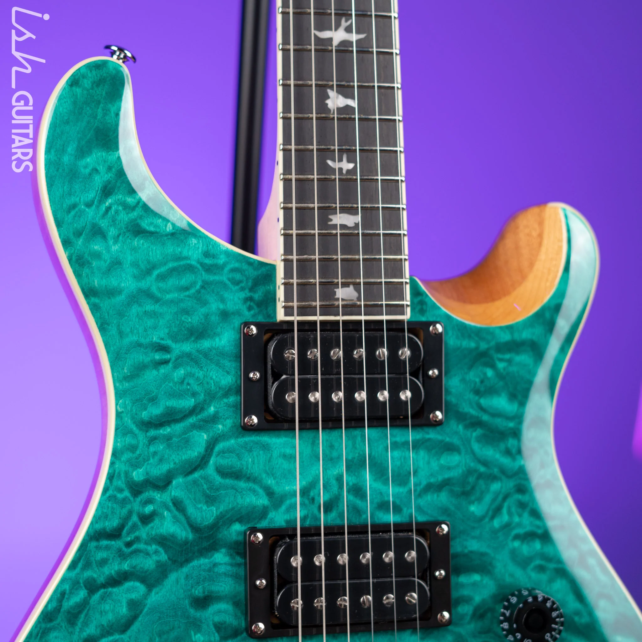 PRS SE Custom 24 Quilt Turquoise Electric Guitar - Image 3