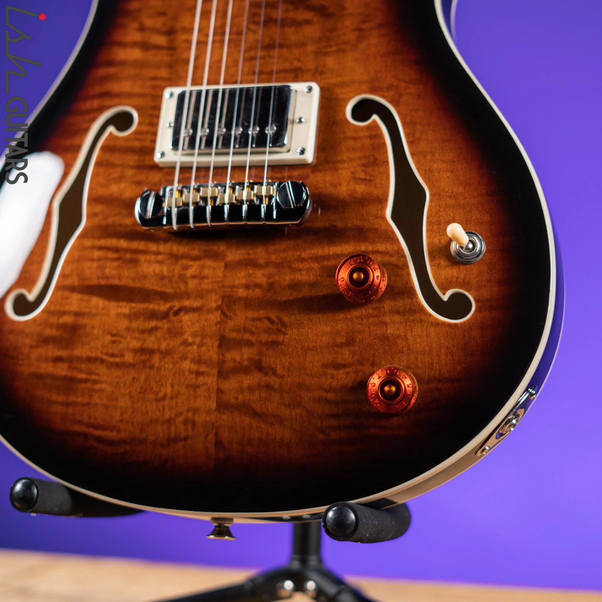 PRS SE Hollowbody II Electric Guitar Black Gold Sunburst - Image 4