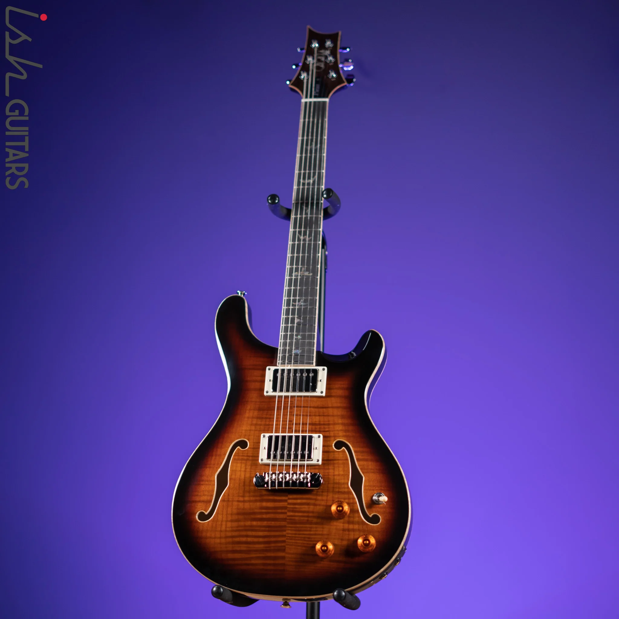 PRS SE Hollowbody II Piezo Electric Guitar Black Gold Burst - Image 2