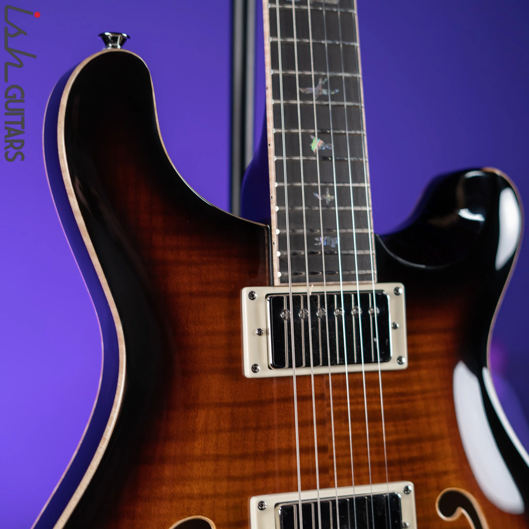 PRS SE Hollowbody II Piezo Electric Guitar Black Gold Burst - Image 3