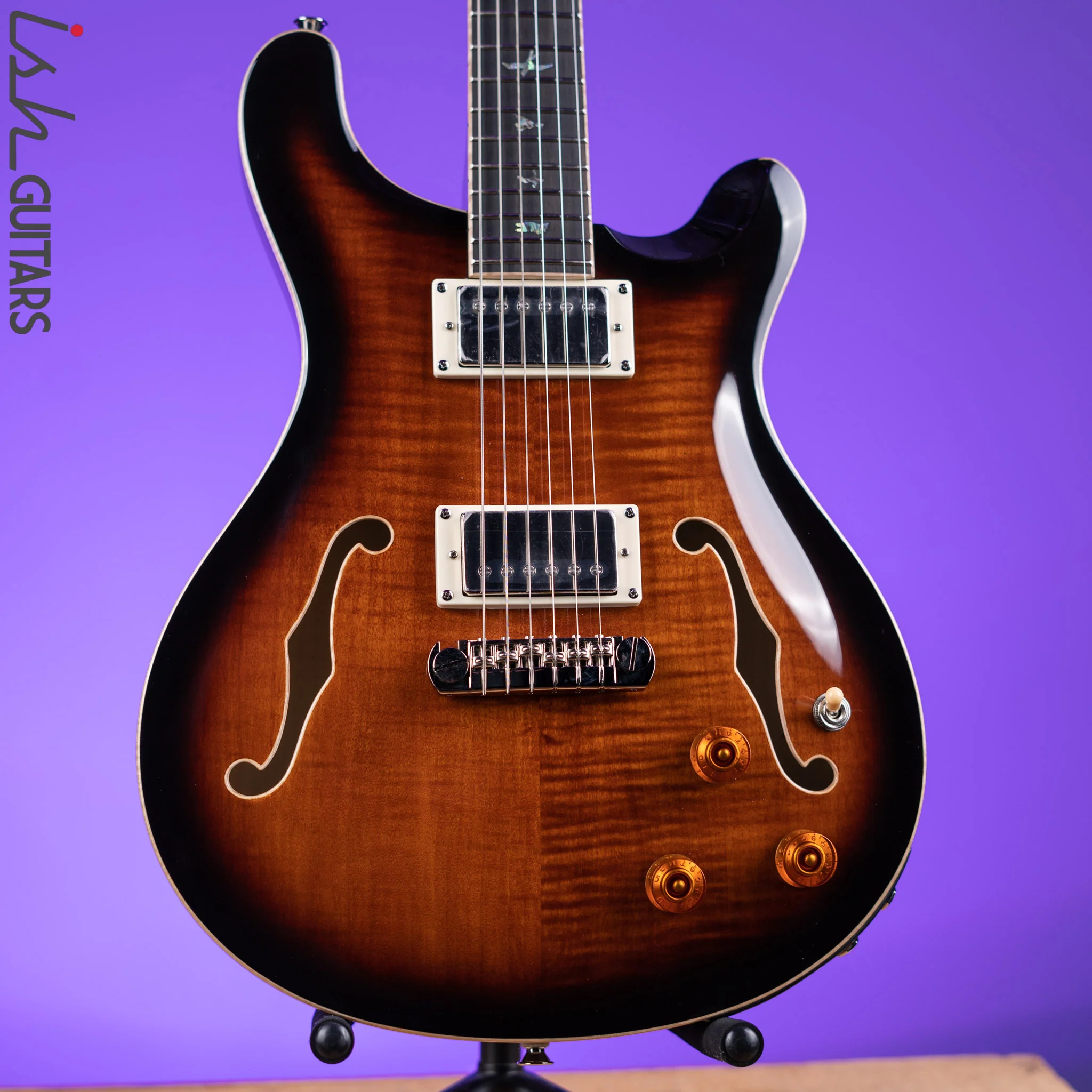 PRS SE Hollowbody II Piezo Electric Guitar Black Gold Sunburst