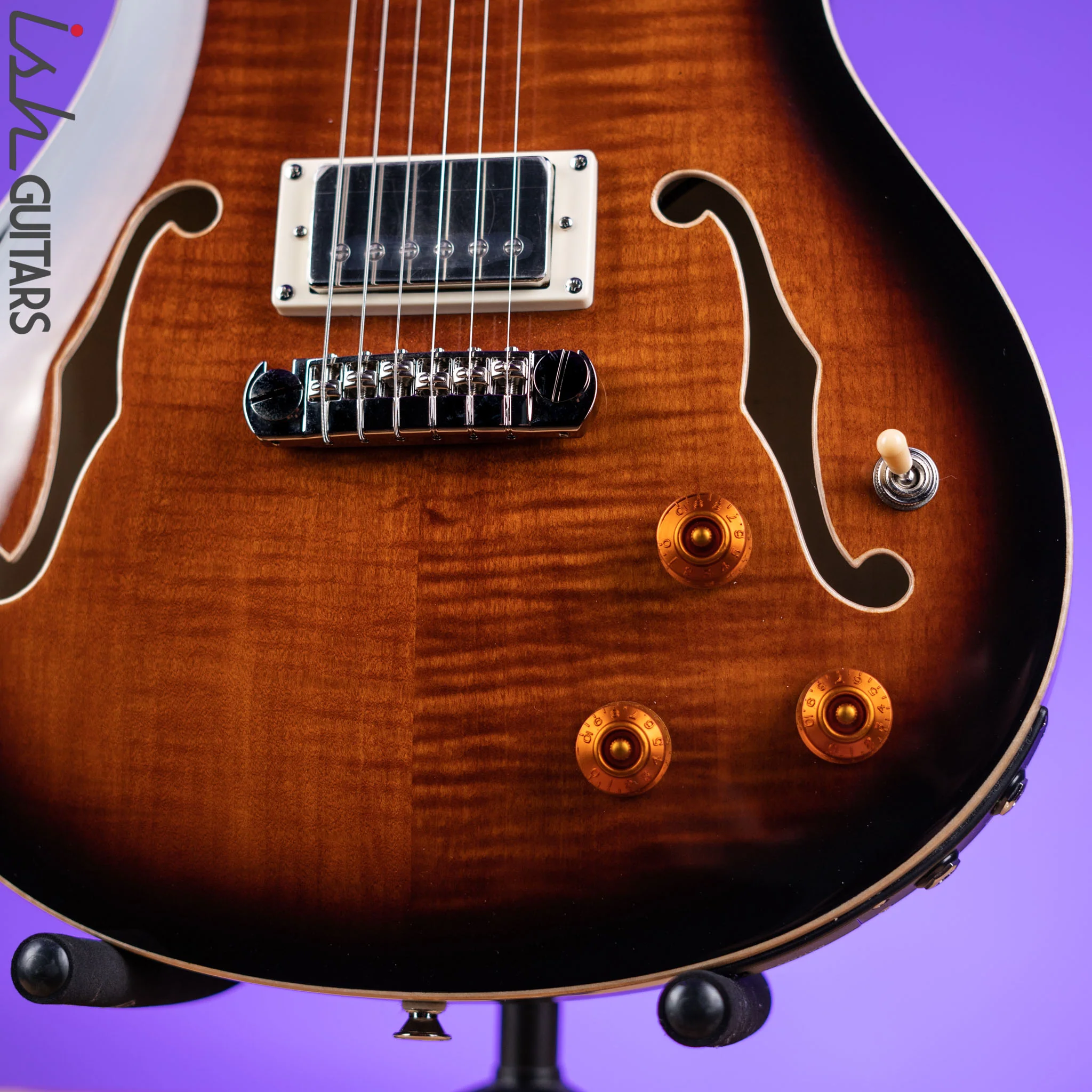 PRS SE Hollowbody II Piezo Electric Guitar Black Gold Sunburst - Image 4
