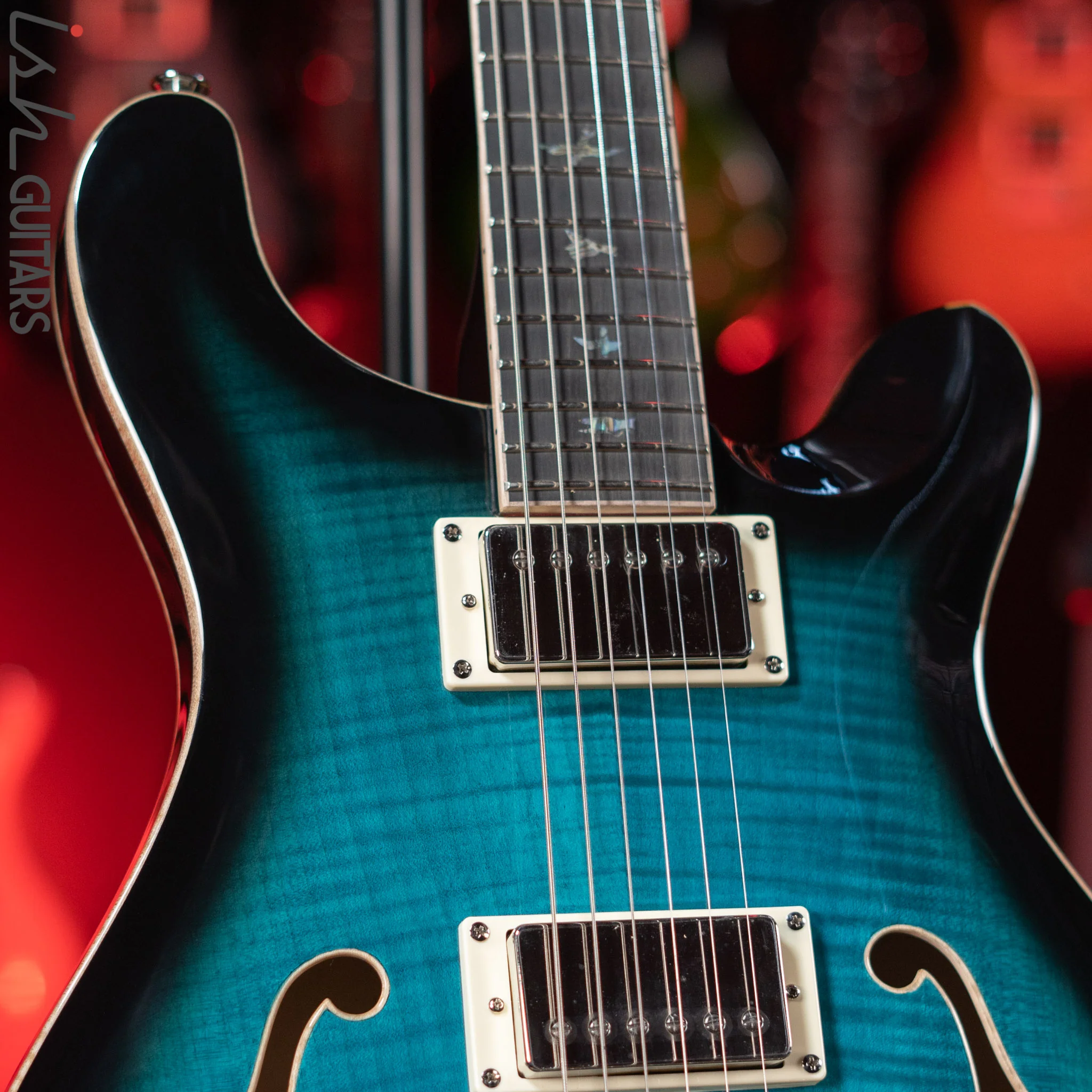 PRS SE Hollowbody II Piezo Electric Guitar Peacock Blue Sunburst - Image 3