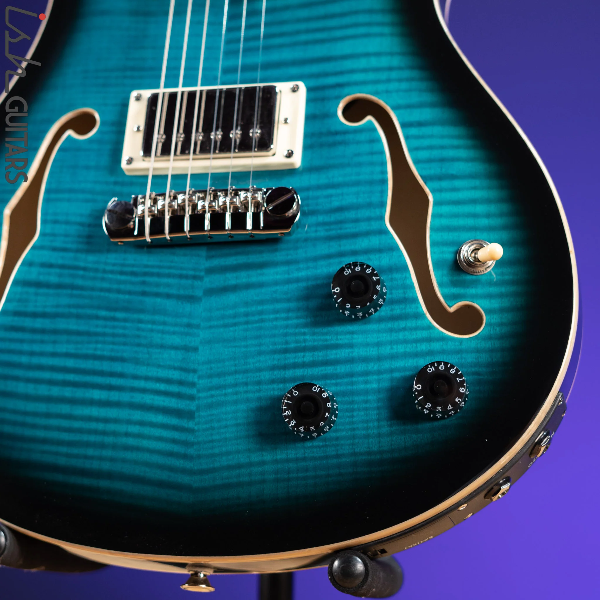 PRS SE Hollowbody II Piezo Electric Guitar Peacock Blue Sunburst - Image 4