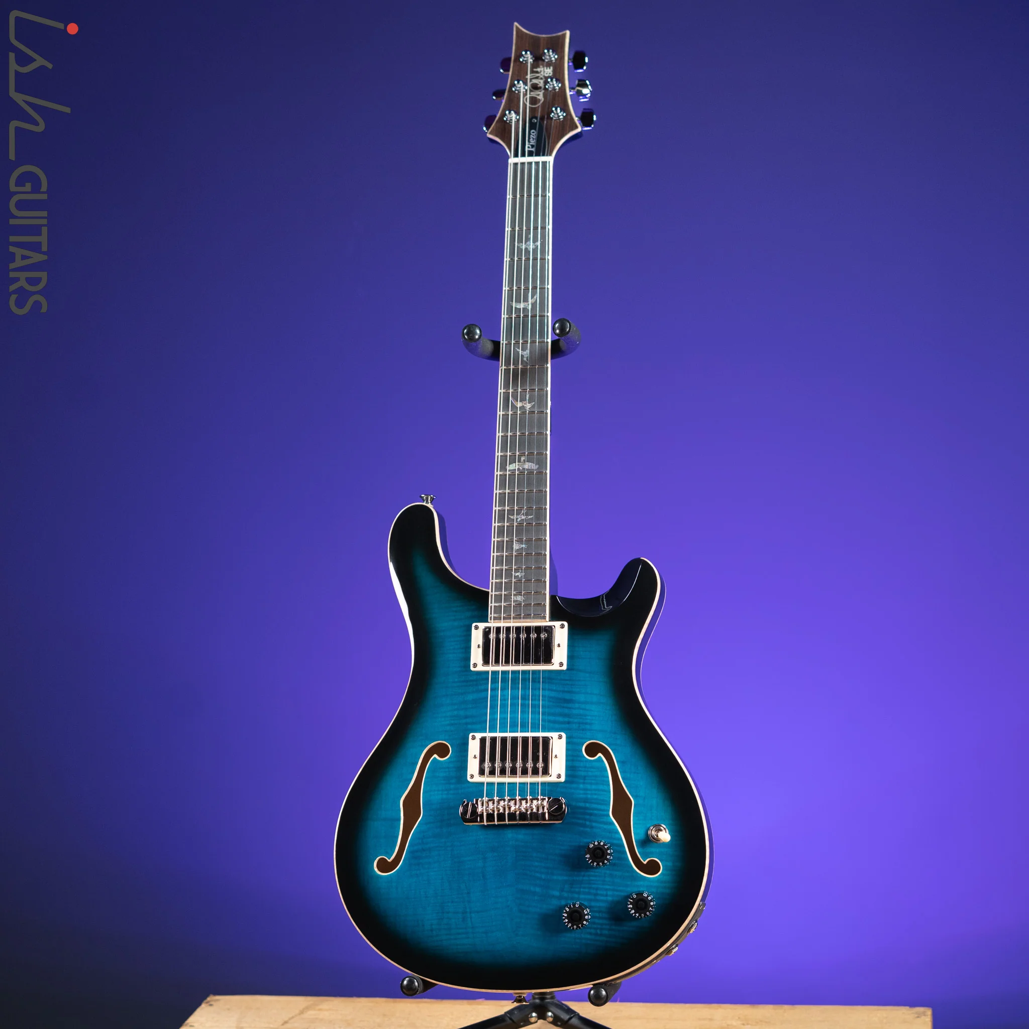 PRS SE Hollowbody II Piezo Electric Guitar Peacock Blue Sunburst Demo - Image 2