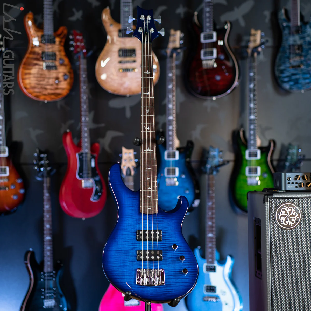 PRS SE Kingfisher Bass Faded Blue Wrap Around Burst - Image 2