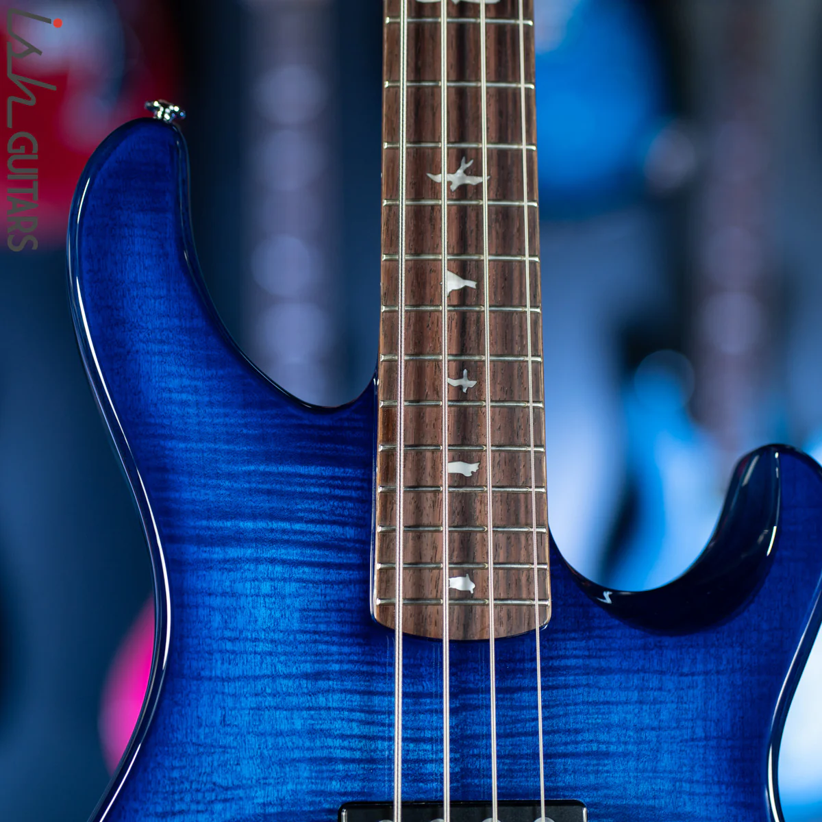PRS SE Kingfisher Bass Faded Blue Wrap Around Burst Demo - Image 3