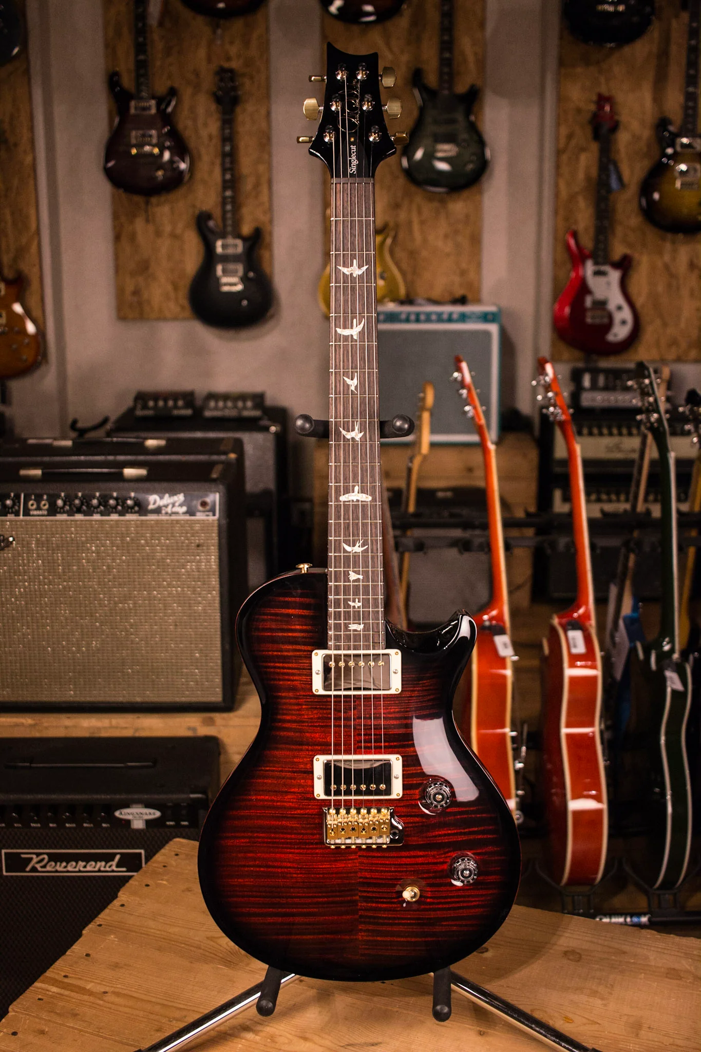 2017 PRS Paul Reed Smith Singlecut Tremolo CUSTOM 10 Top Fire Red SmokeWrap Burst - Image 2