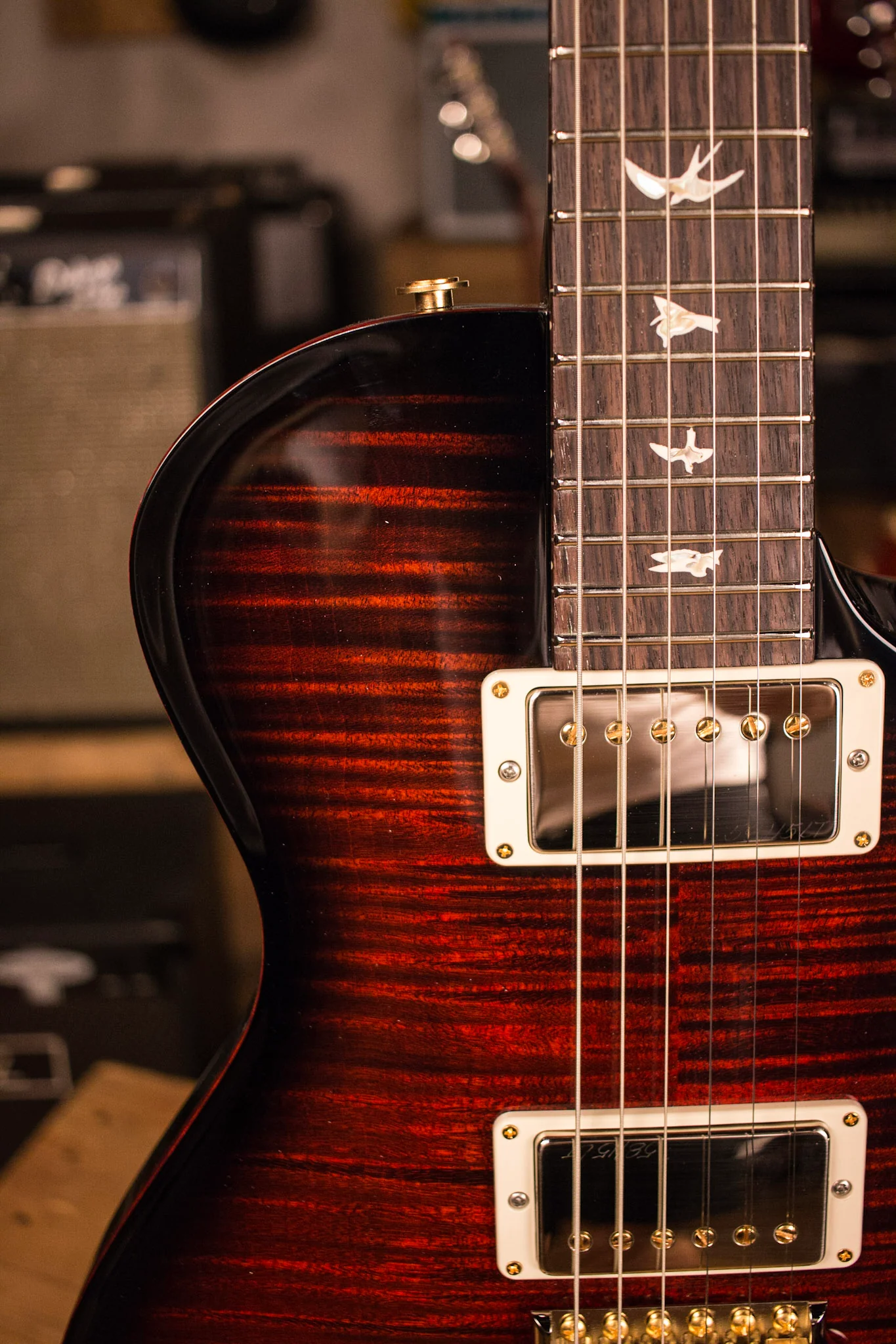 2017 PRS Paul Reed Smith Singlecut Tremolo CUSTOM 10 Top Fire Red SmokeWrap Burst - Image 3