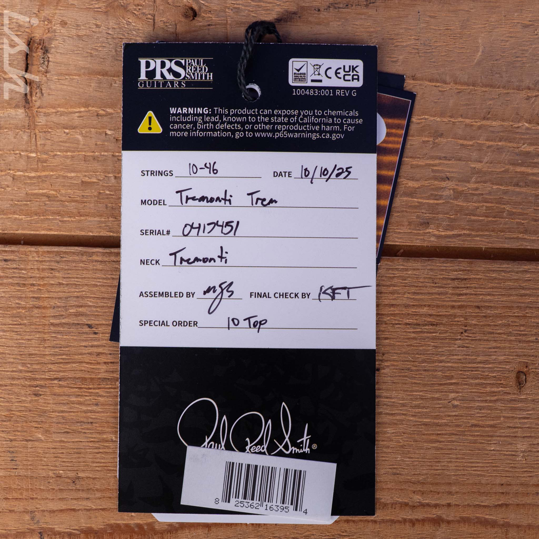 PRS Tremonti 10-Top Fire Smokeburst - Image 13