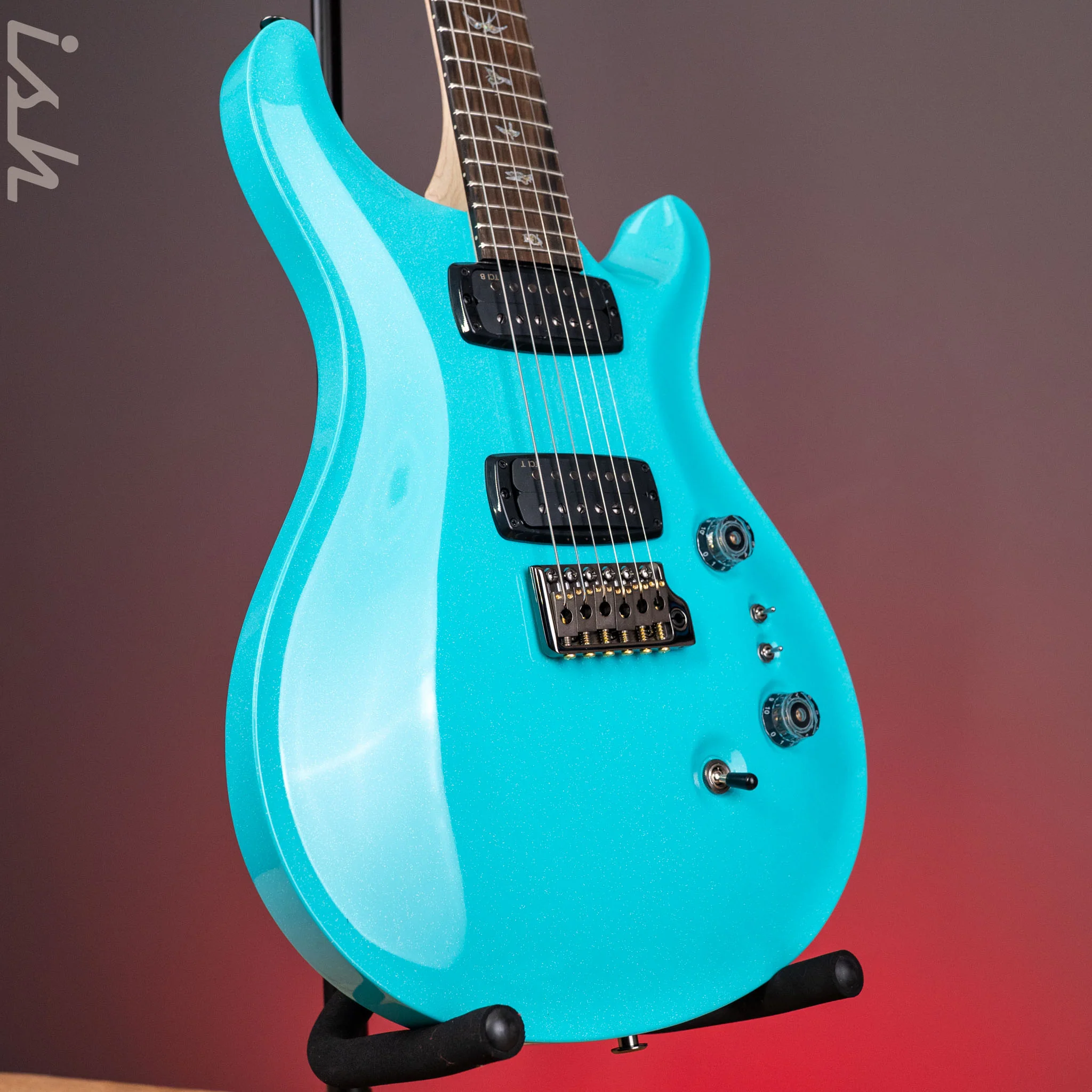 PRS Wood Library Custom 24-08 Mango Top Opaque Blue Holoflake - Image 3