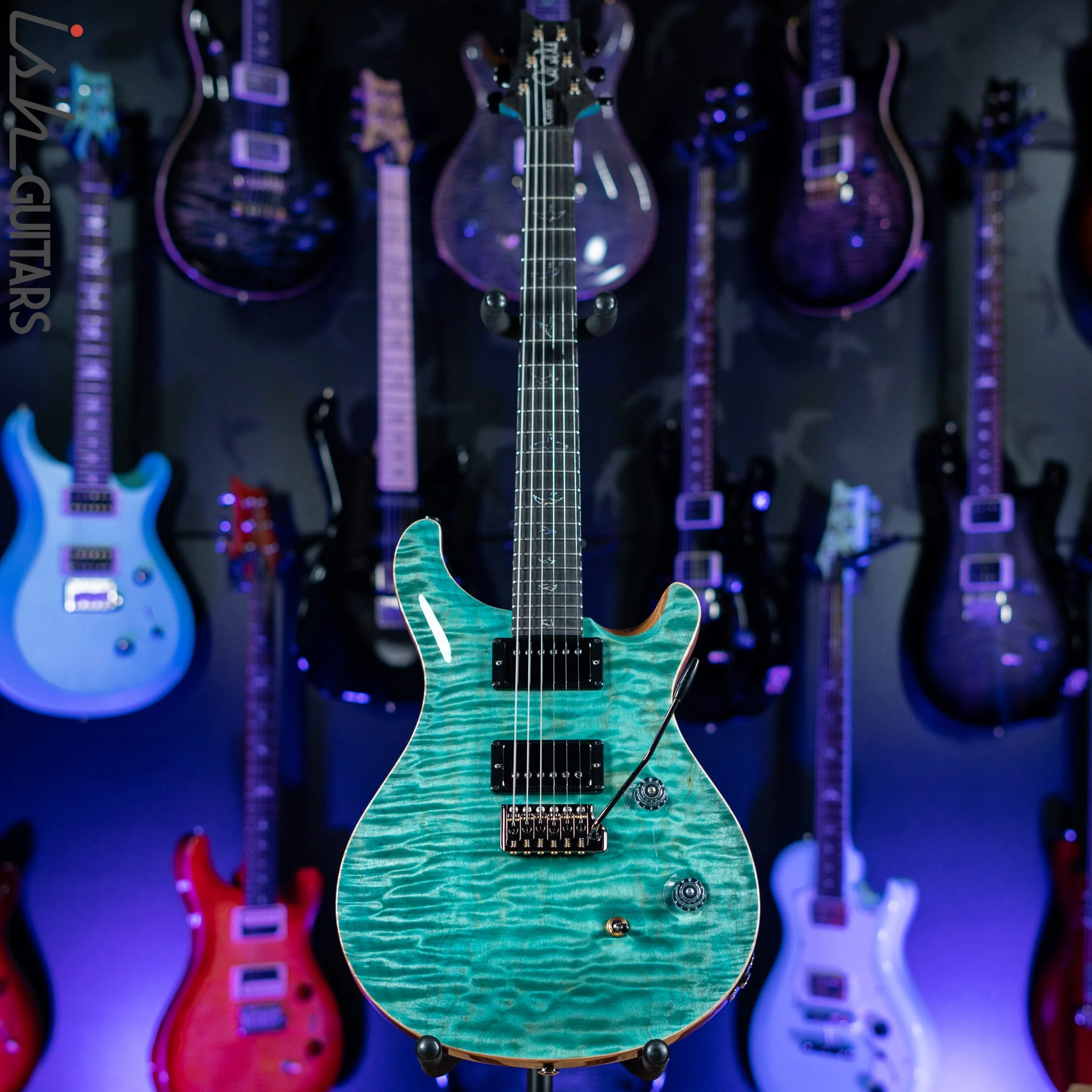 PRS Wood Library Custom 24 Teal One Piece 10 Top Quilt Figured Maple Neck - Image 2