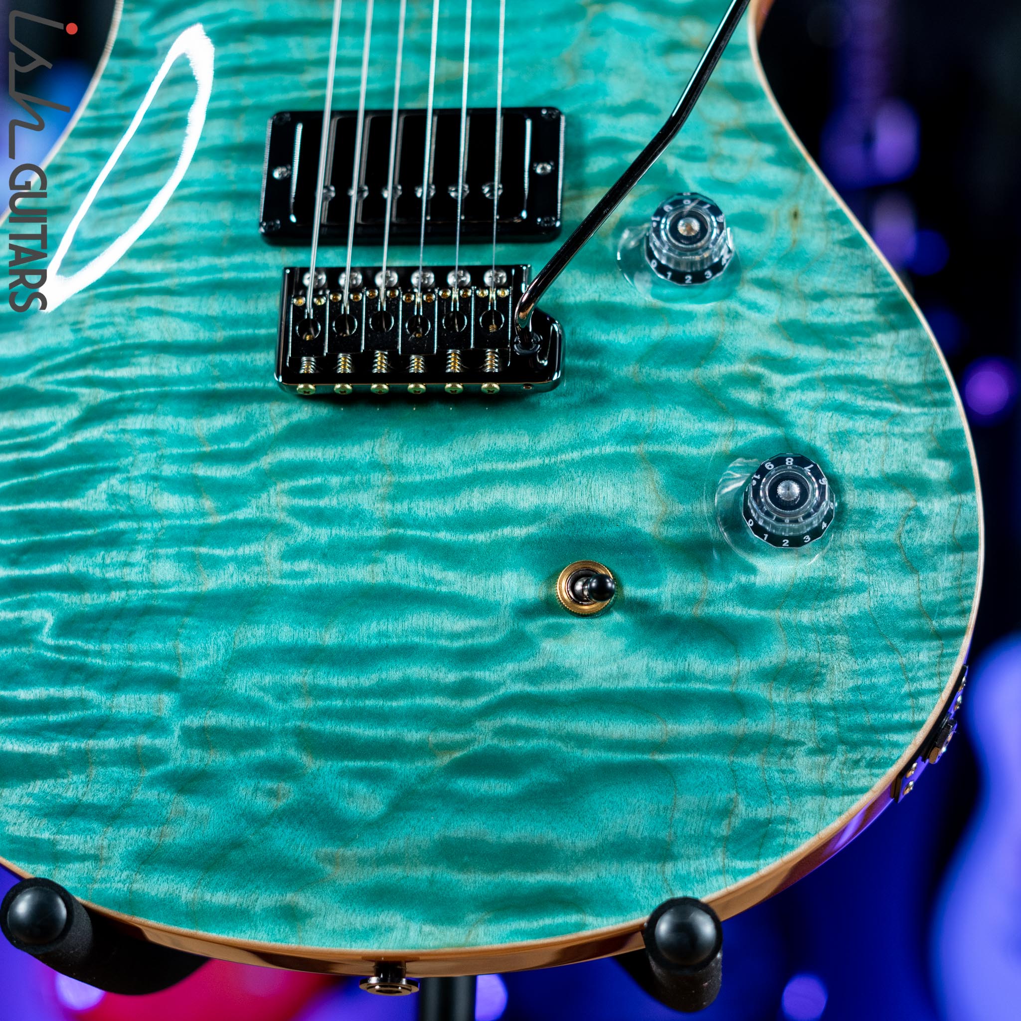 PRS Wood Library Custom 24 Teal One Piece 10 Top Quilt Figured Maple Neck - Image 4