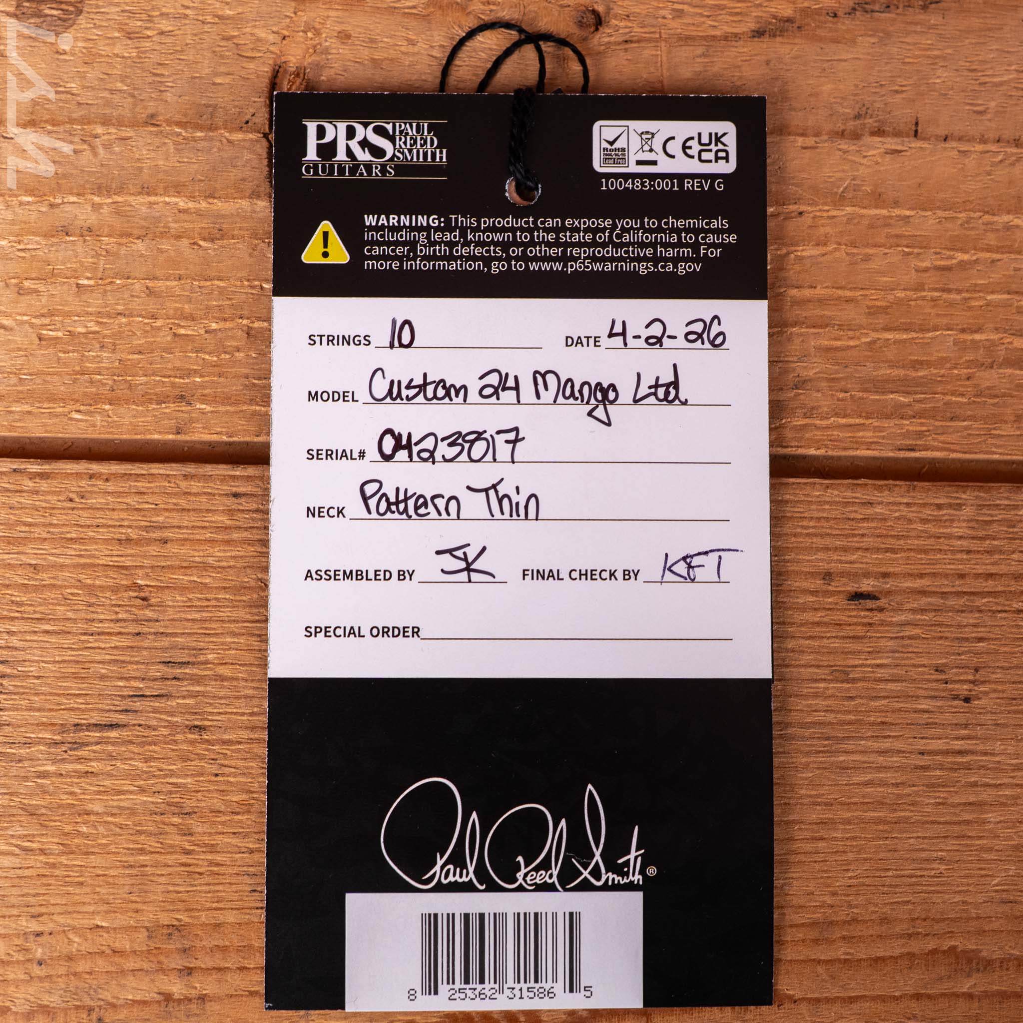 PRS Wood Library Custom 24 Mango Top Sprayer's Choice - Image 15