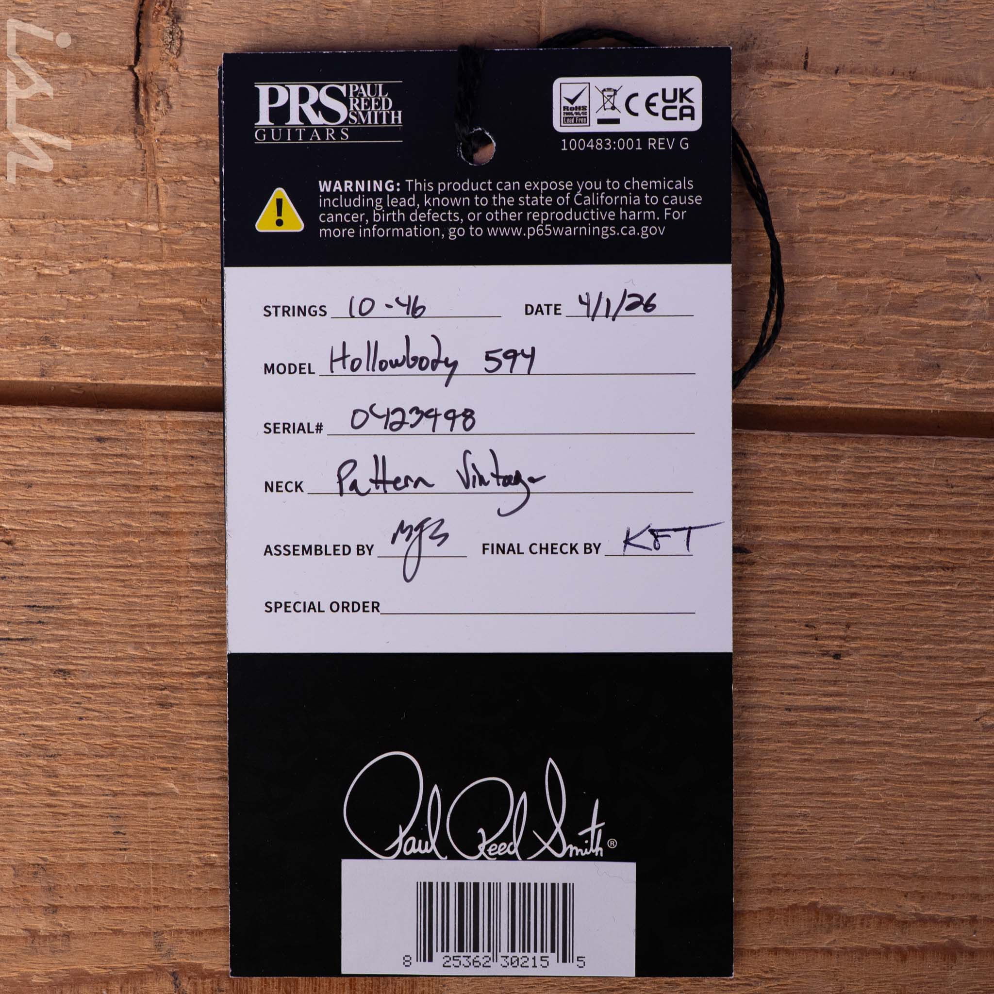 PRS Wood Library Hollowbody II 594 10-Top Brazilian RW Fretboard Autumn Burst Custom Color - Image 13