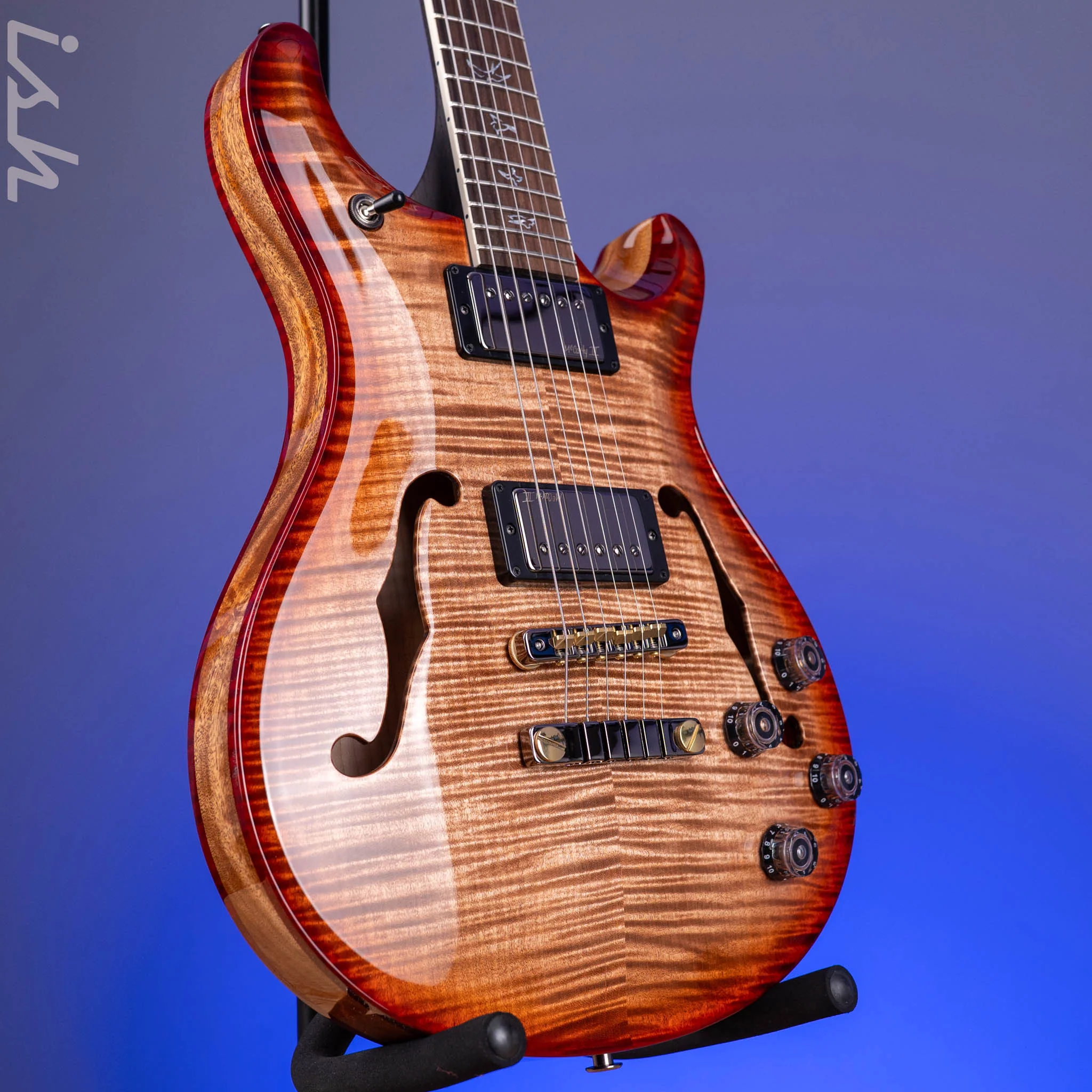 PRS Wood Library Hollowbody II 594 10-Top Brazilian RW Fretboard Autumn Burst Custom Color - Image 3