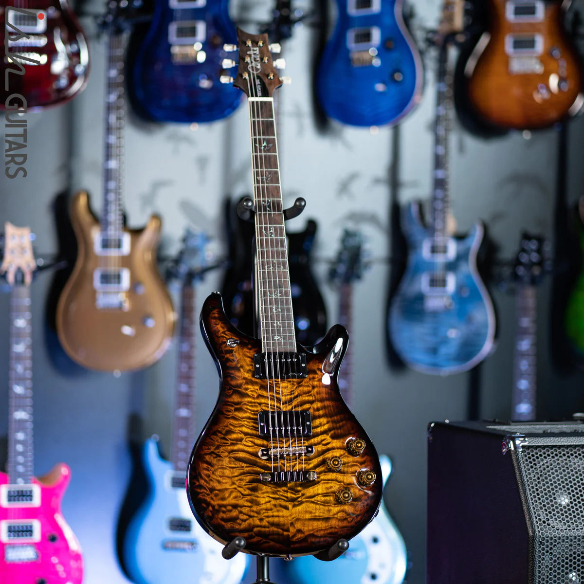 PRS Wood Library McCarty 594 Brazilian Quilt 10 Top Black Gold Burst - Demo - Image 2