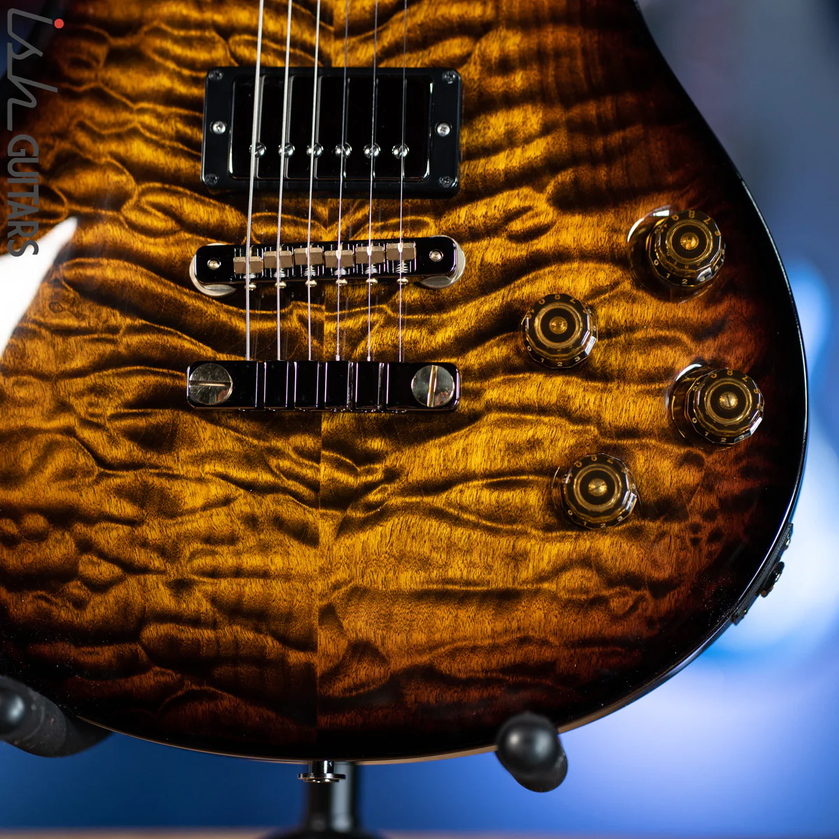 PRS Wood Library McCarty 594 Brazilian Quilt 10 Top Black Gold Burst - Demo - Image 4