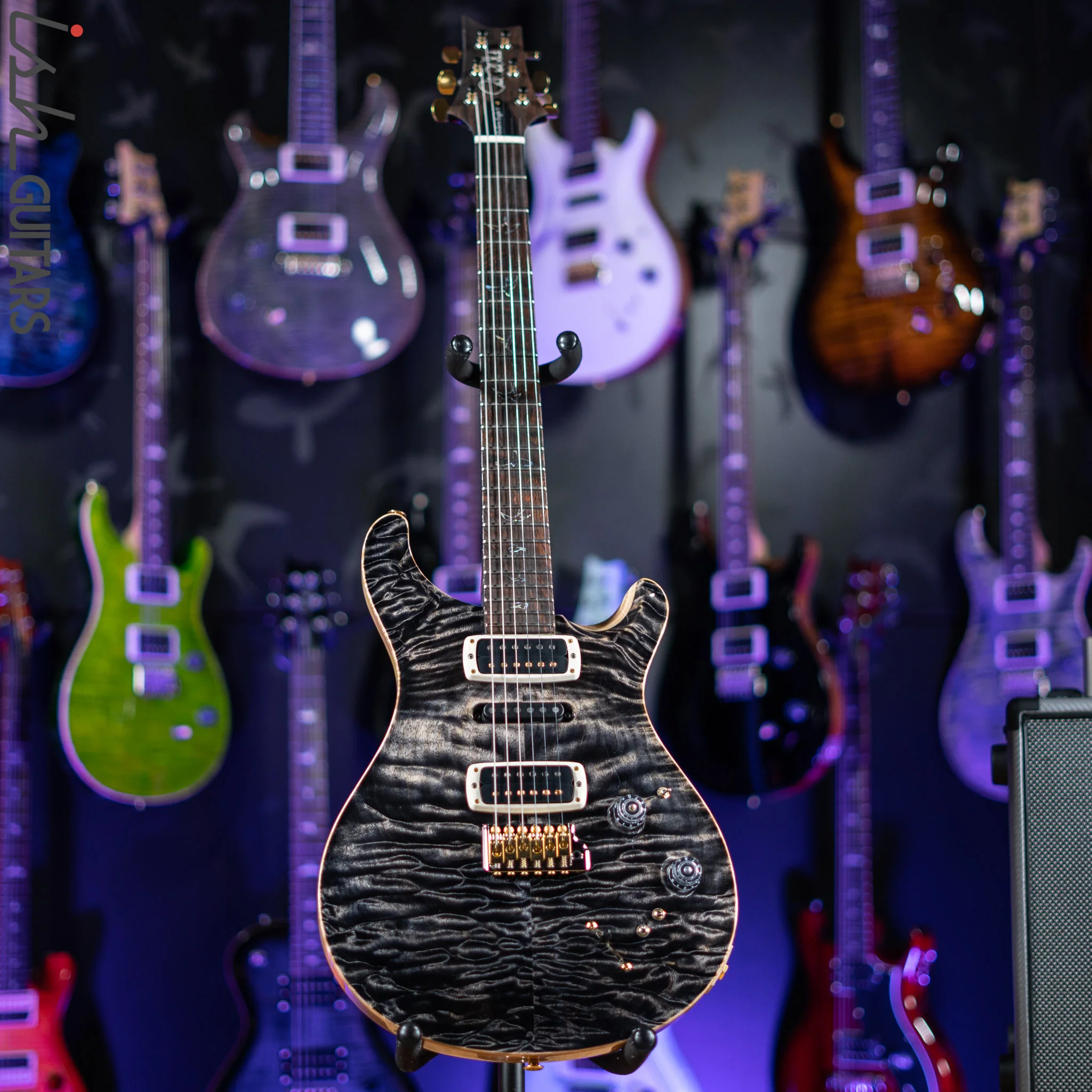 PRS Wood Library Modern Eagle V 10 Top Quilt Charcoal Brazilian Rosewood - Image 2