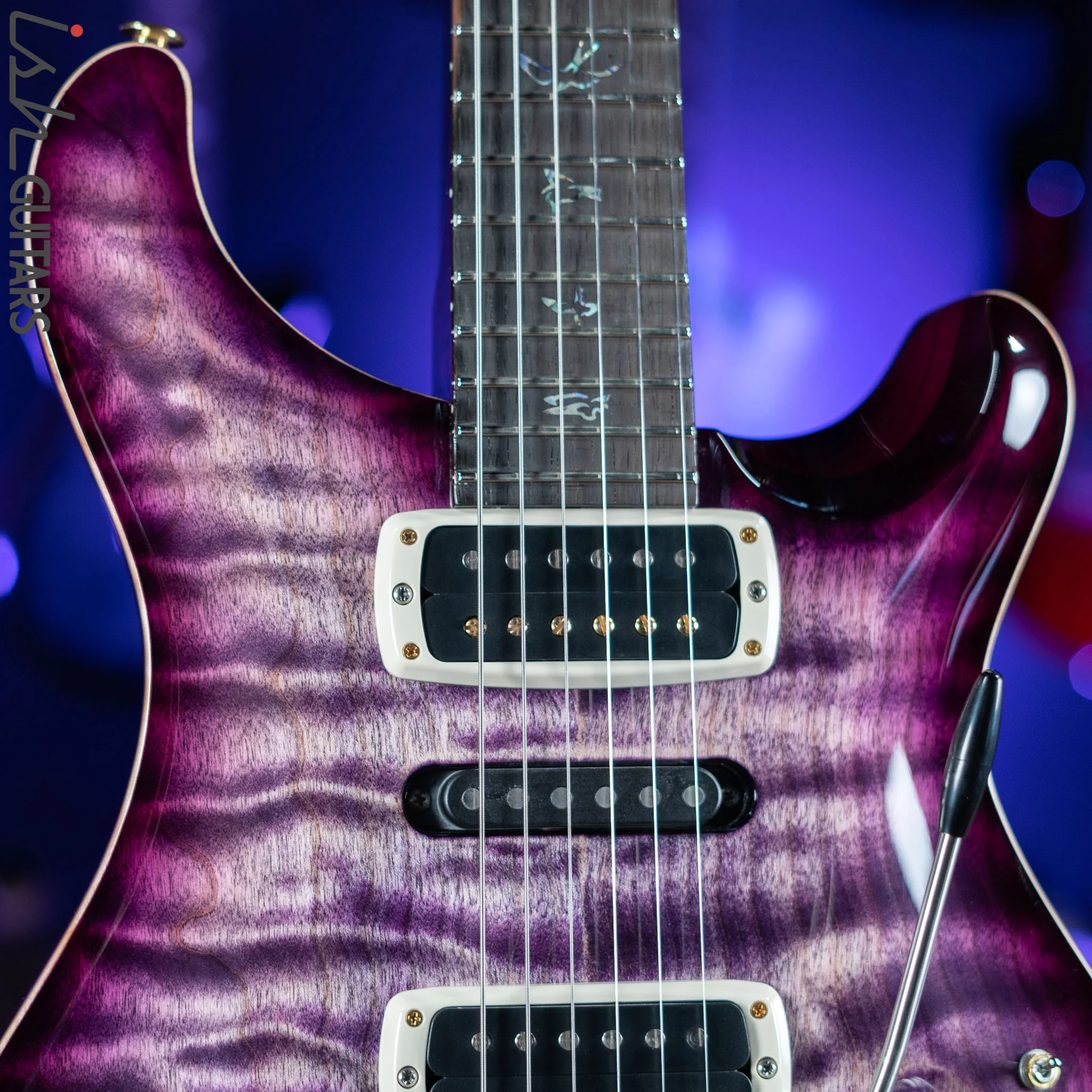 PRS Wood Library Modern Eagle V 10 Top Quilt Purple w/ Purple Burst Brazilian Rosewood - Image 3
