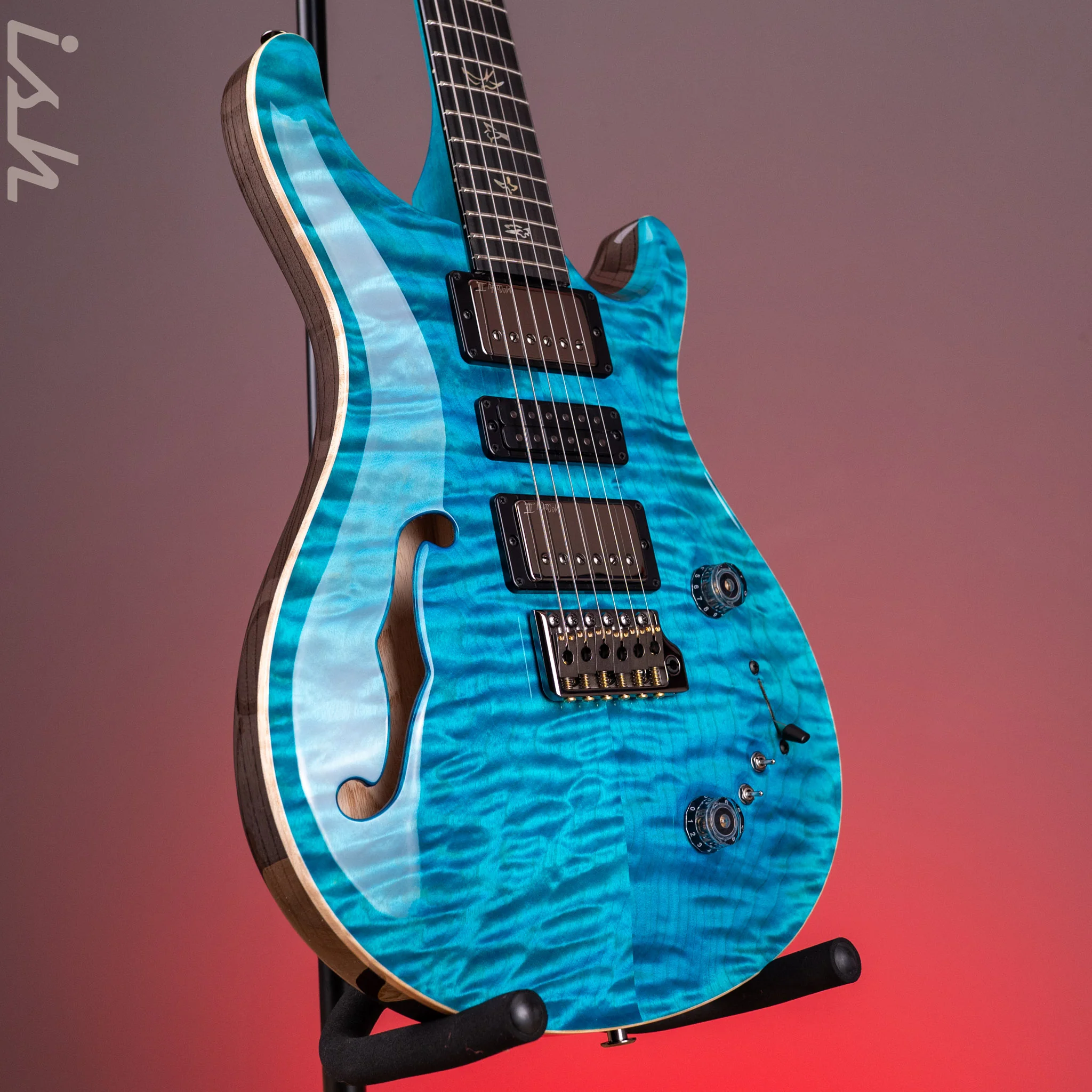 PRS Wood Library Special Semi-Hollow 10-Top Quilt Aquableux Custom Color - Image 4