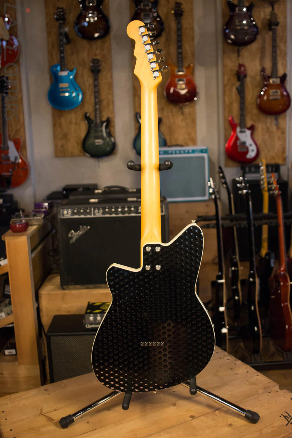USA Reverend Slingshot Guitar Bug Eye Black Metal RARE - Image 8