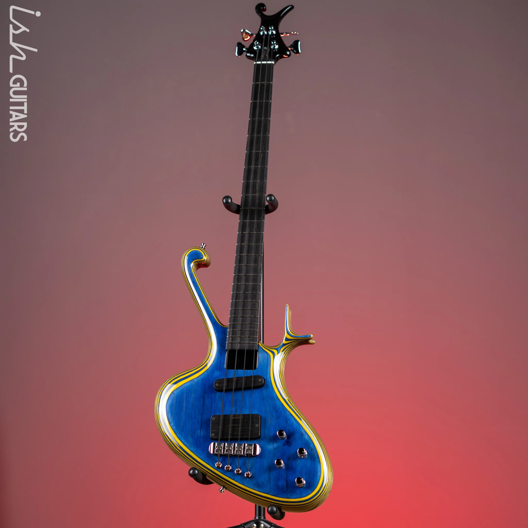 2020 Ritter Raptor 4 String Bass Guitar Blue Yellow High Density Ply - Image 2