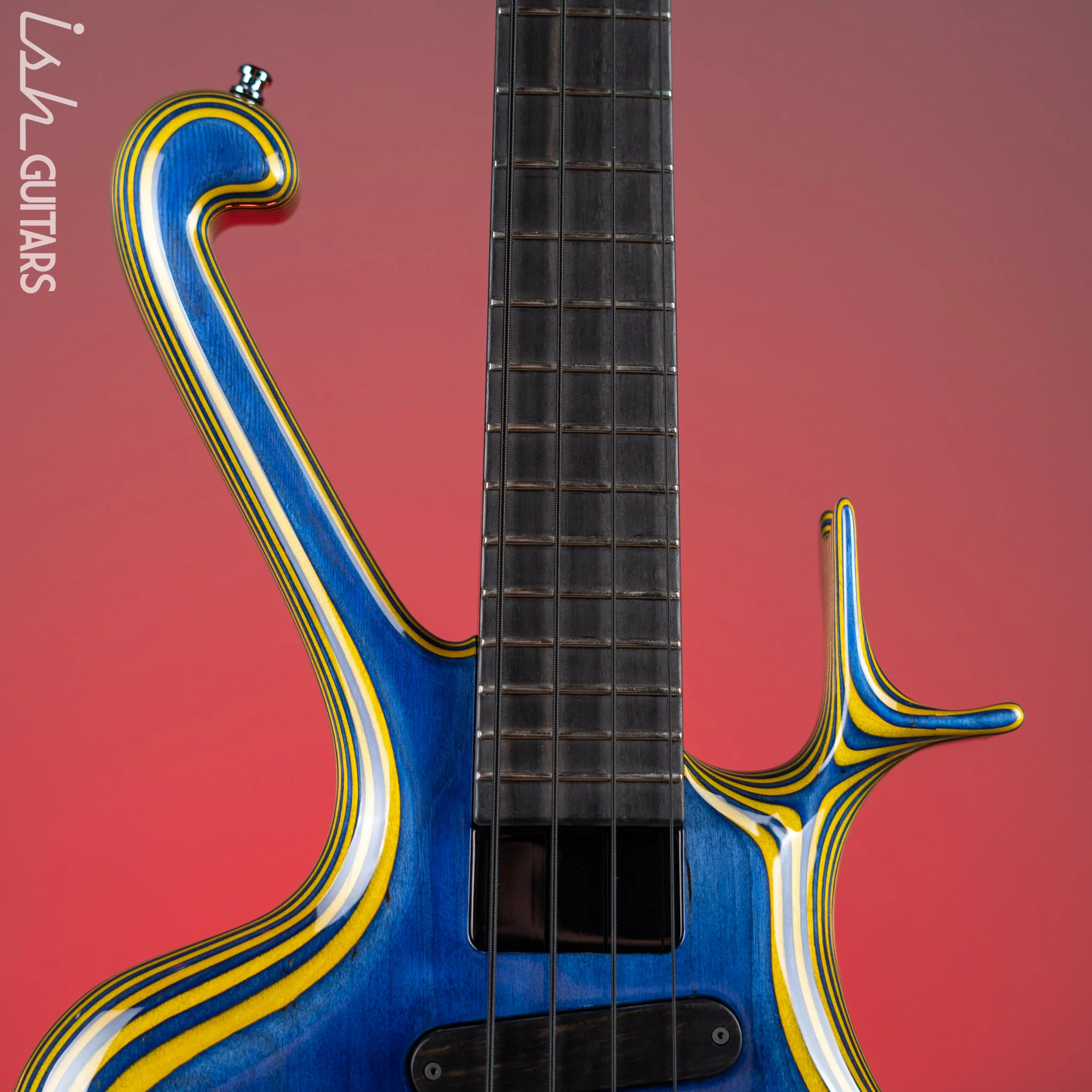 2020 Ritter Raptor 4 String Bass Guitar Blue Yellow High Density Ply - Image 3