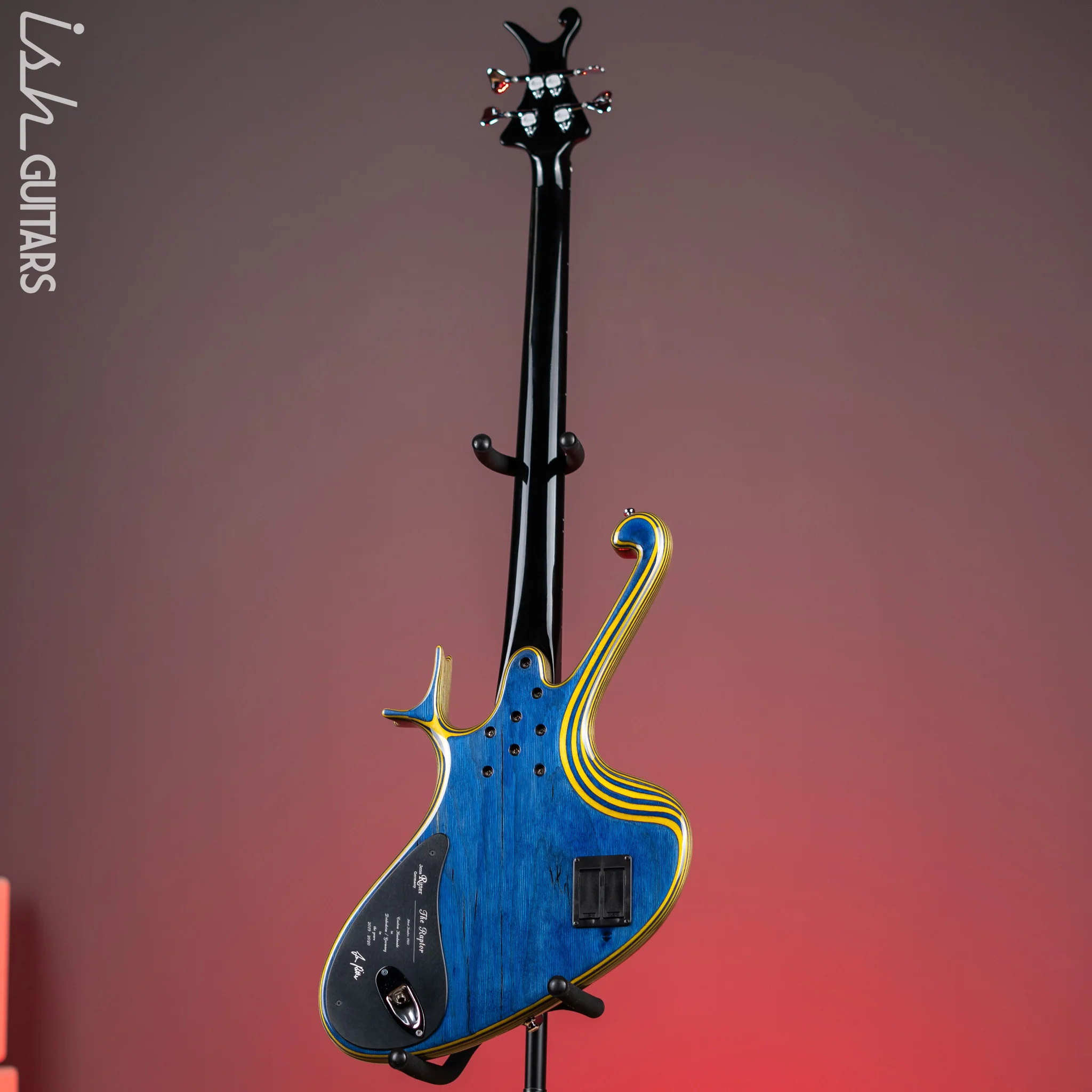 2020 Ritter Raptor 4 String Bass Guitar Blue Yellow High Density Ply - Image 8