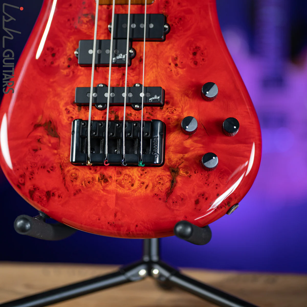 Spector Eurobolt 4 Inferno Red Gloss Poplar Burl Bass Guitar B-STOCK - Image 4