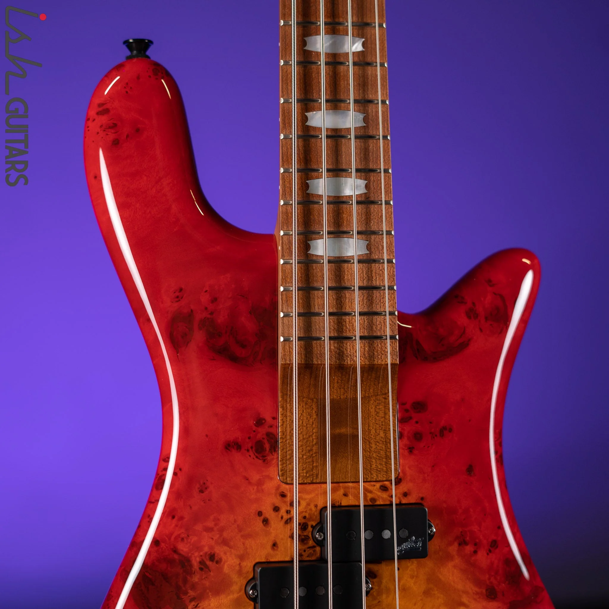 Spector Eurobolt 4 Inferno Red Gloss Poplar Burl Bass Guitar Demo - Image 3