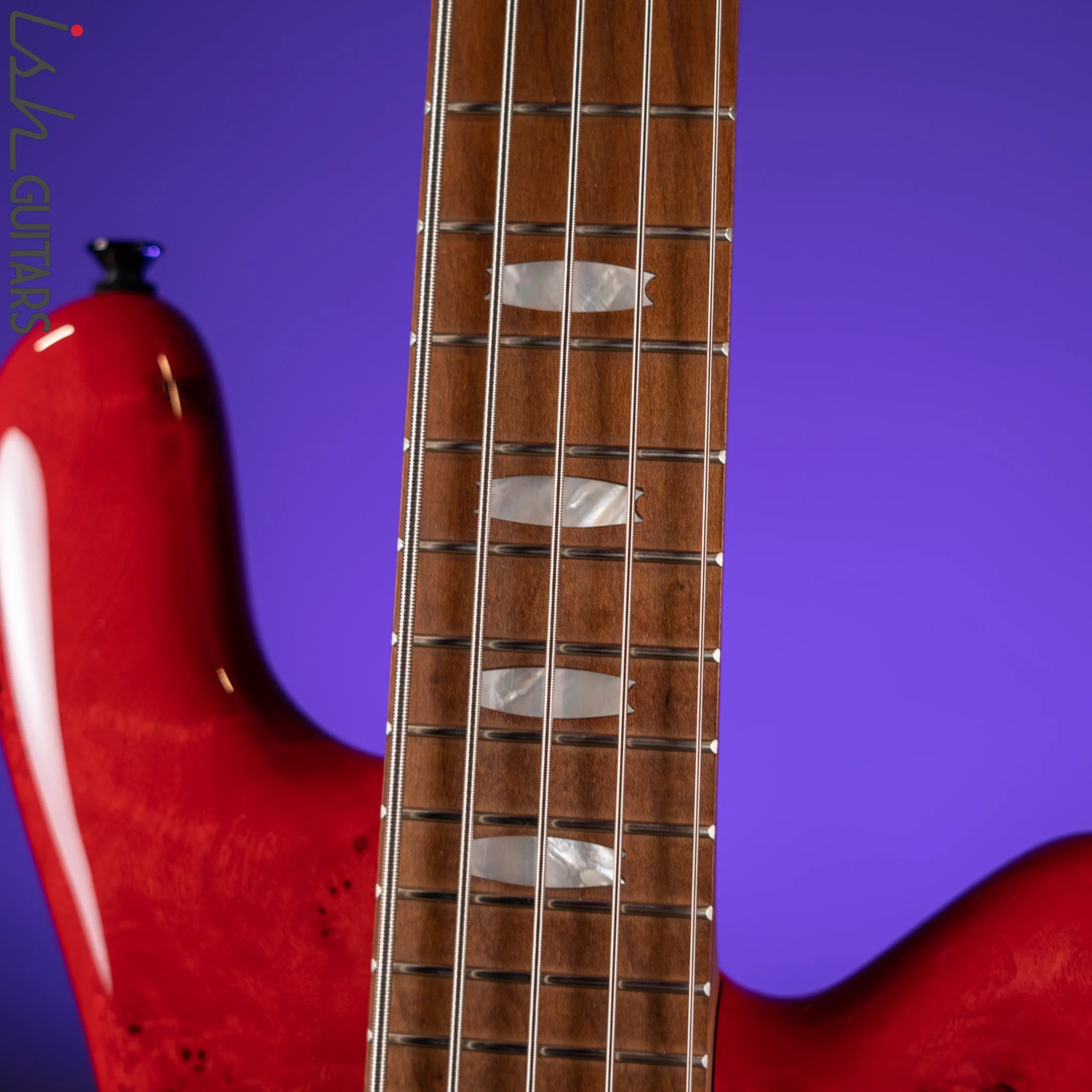 Spector Eurobolt 5 Inferno Red Gloss Poplar Burl Bass Guitar Demo - Image 5